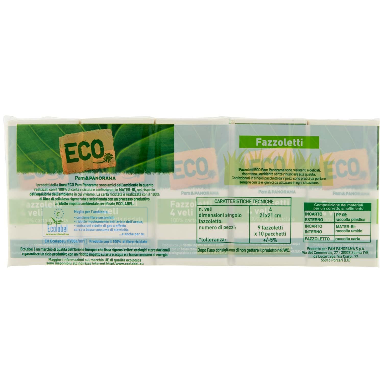 ECO Fazzoletti 100% carta riciclata 4 veli 10 pacchetti – immagine 5
