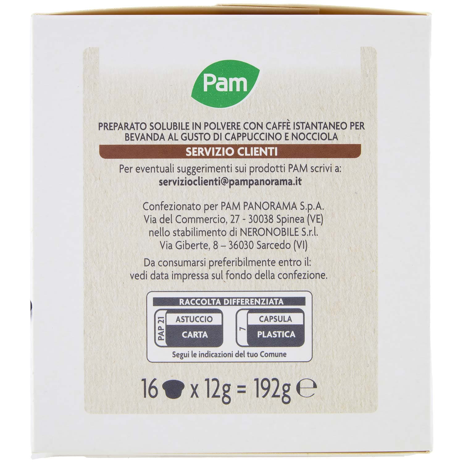PAM Capsule Nocciolino Cremoso Compatibili Nescafè* Dolce Gusto* 192g (16x12g) – immagine 4