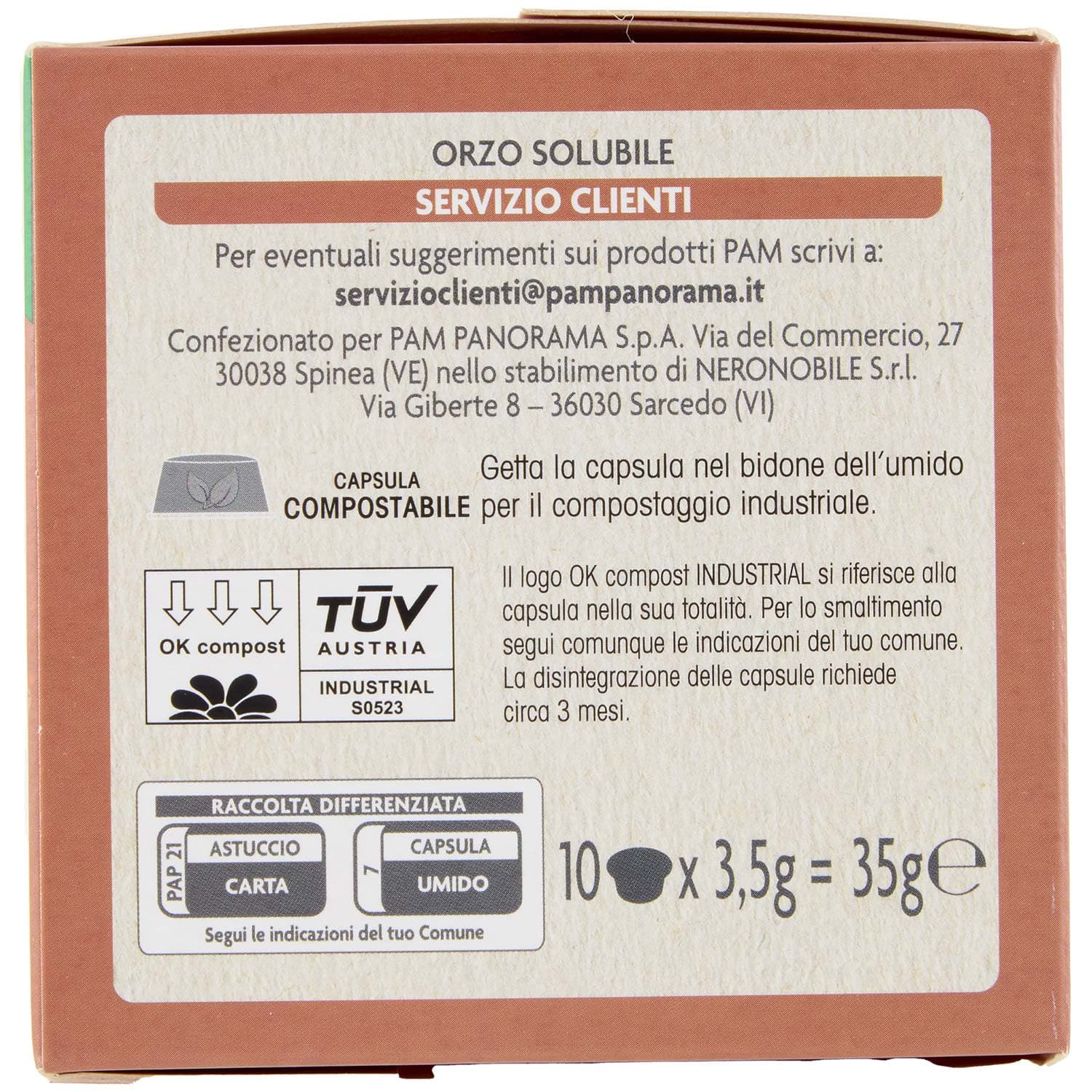 PAM Qualità per te Orzo 10 capsule Compatibili con sistema Lavazza* a Modo Mio* 35g (3,5g x 10) – immagine 4