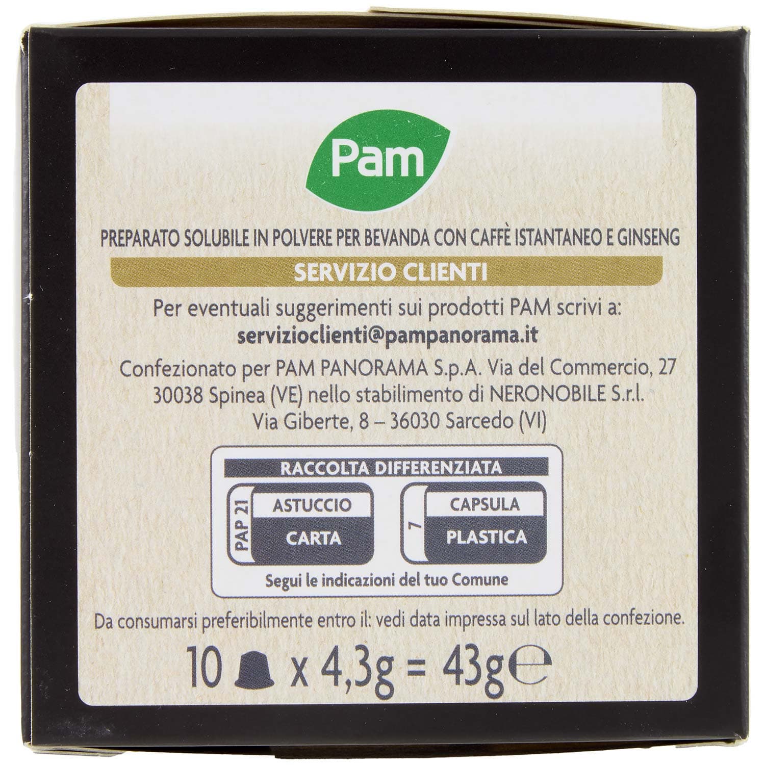 PAM Capsule Ginseng Cremoso Compatibili Nespresso* 43g (10x4,3g) – immagine 4