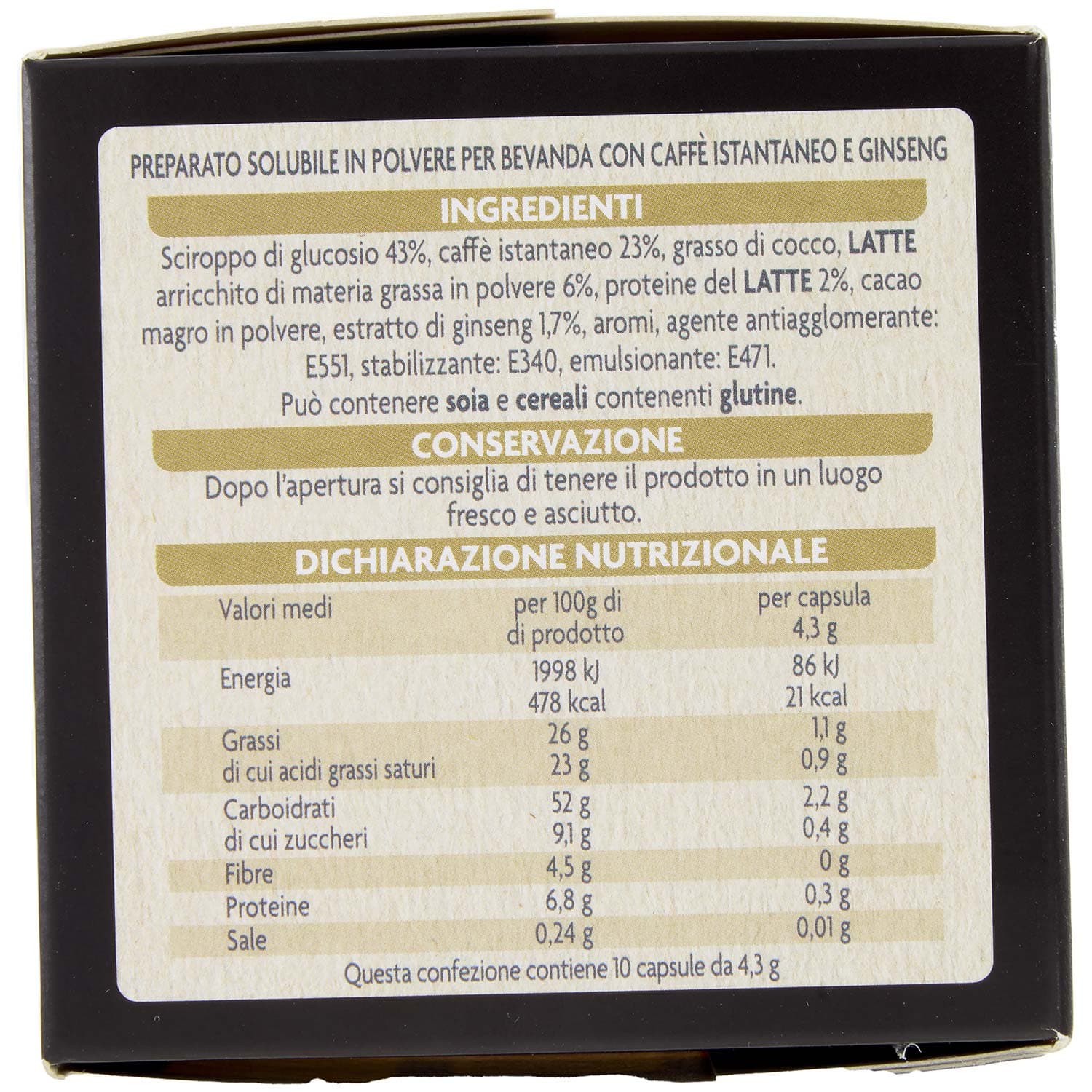 PAM Capsule Ginseng Cremoso Compatibili Nespresso* 43g (10x4,3g) – immagine 6