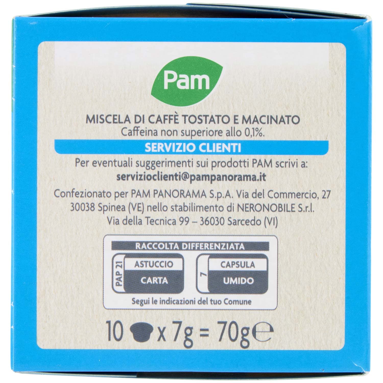 PAM Qualità per te Decaffeinato 10 capsule Compatibili con sistema Lavazza* a Modo Mio* 70g (7gx10) – immagine 4