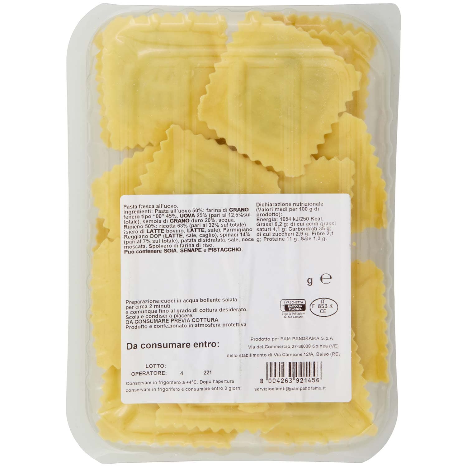 TESORI DELL'ARCA Ravioli Ricotta e Spinaci 250 g – immagine 5