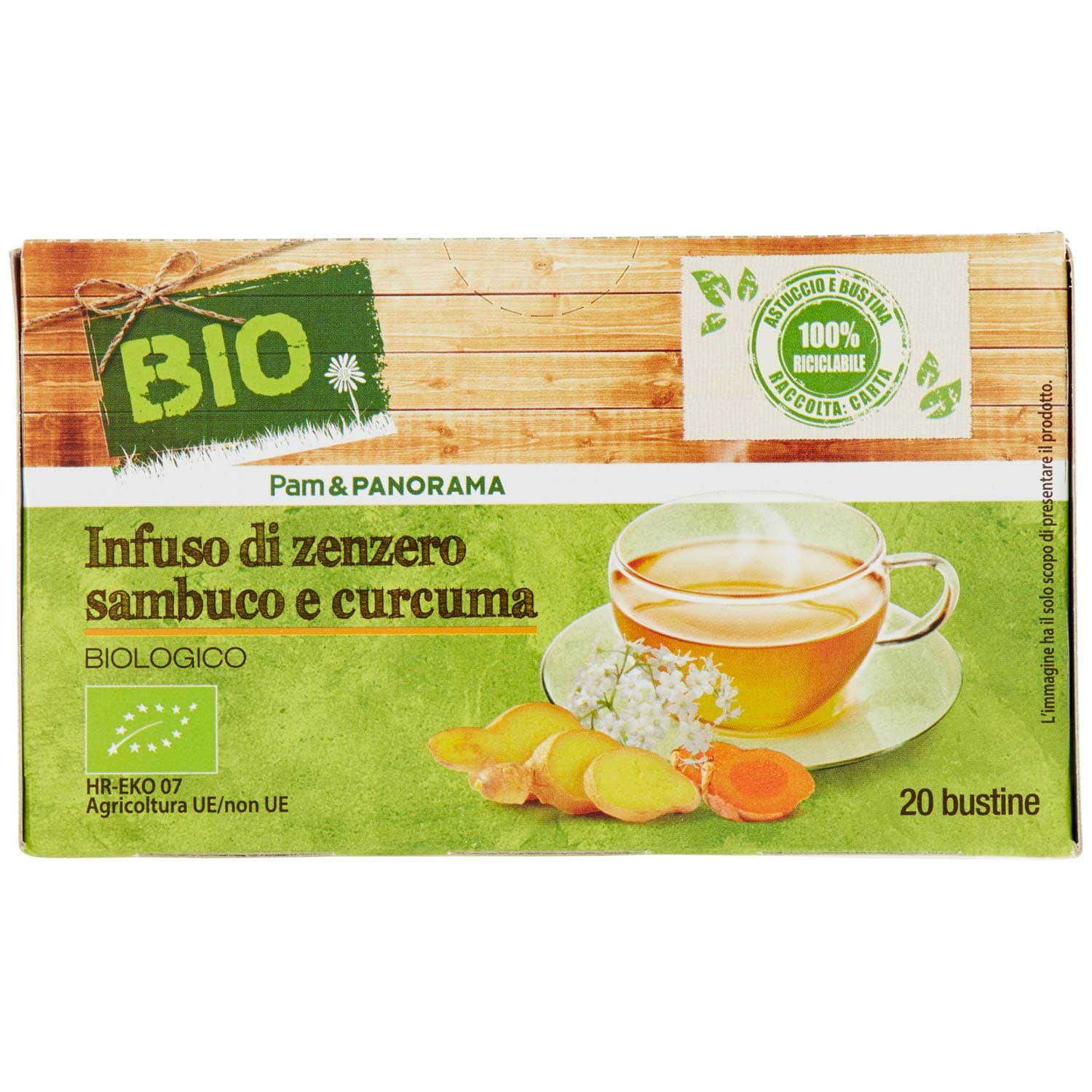 BIO Infuso di zenzero sambuco e curcuma 20 x 1,85 g – immagine 3