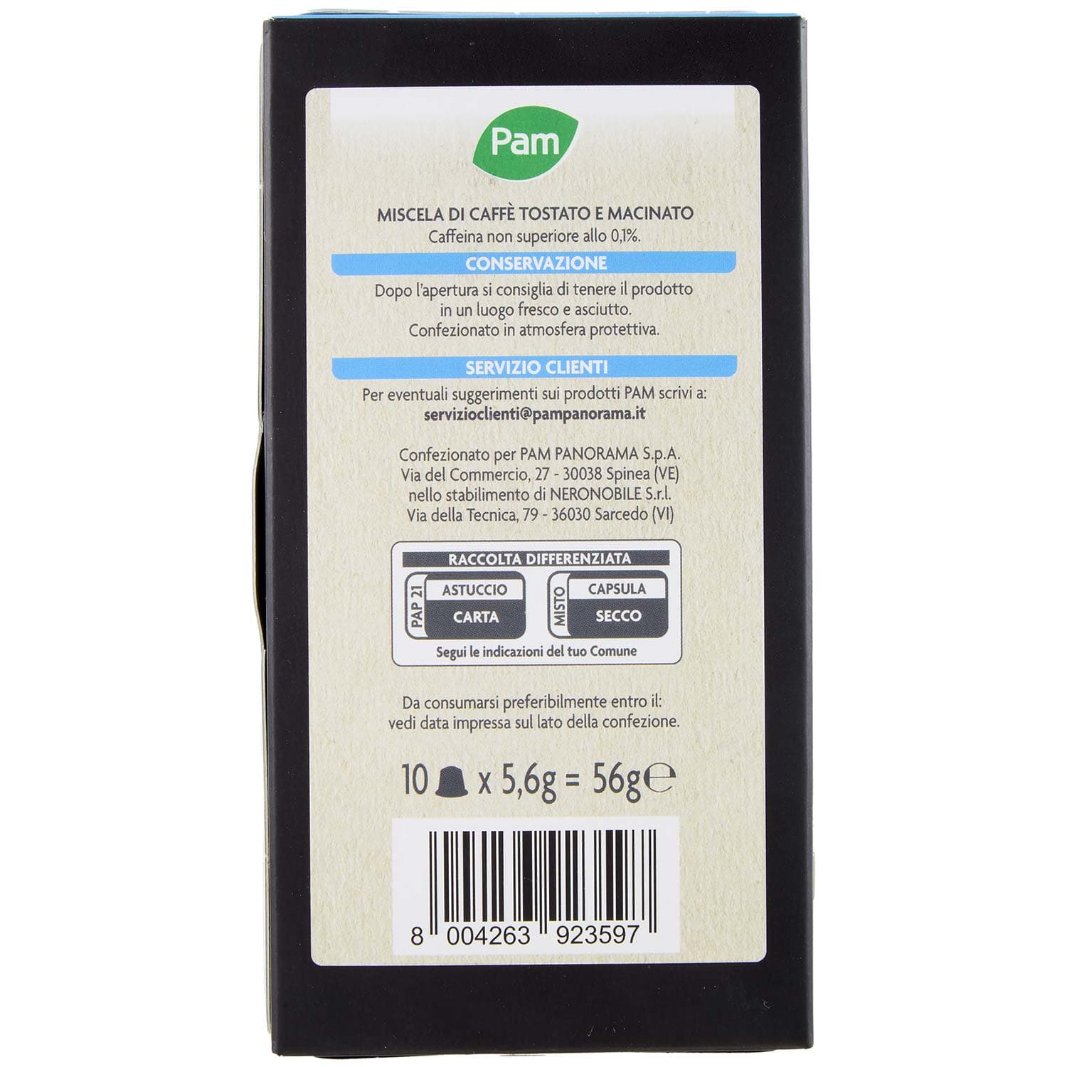 PAM Capsule Caffè Decaffeinato Compatibili Nespresso* 56g (10x5,6g) – immagine 5