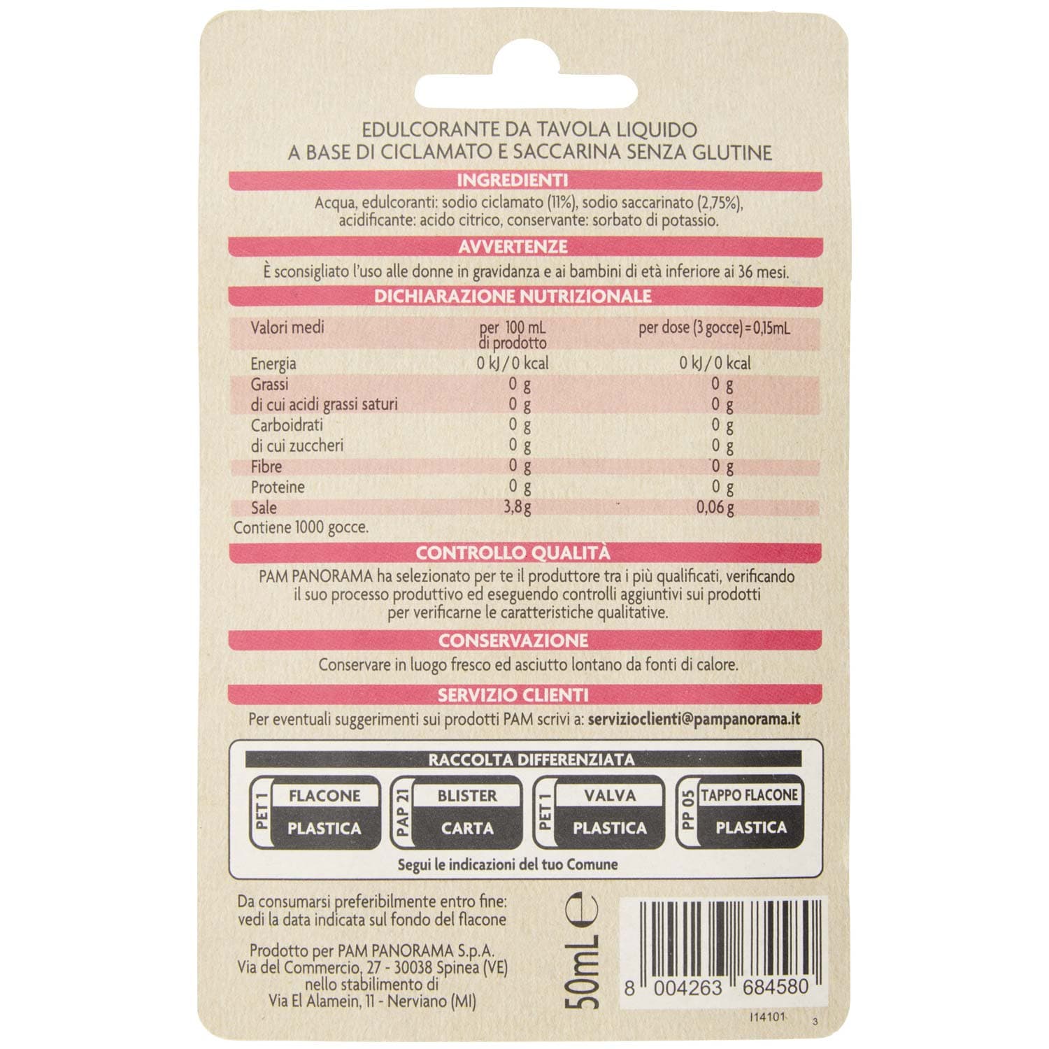 PAM PANORAMA Dolcificante Liquido 50 ml – immagine 5