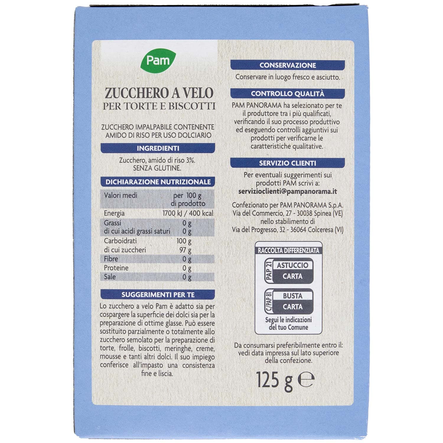 PAM Zucchero a Velo per Torte e Biscotti 125 g – immagine 5