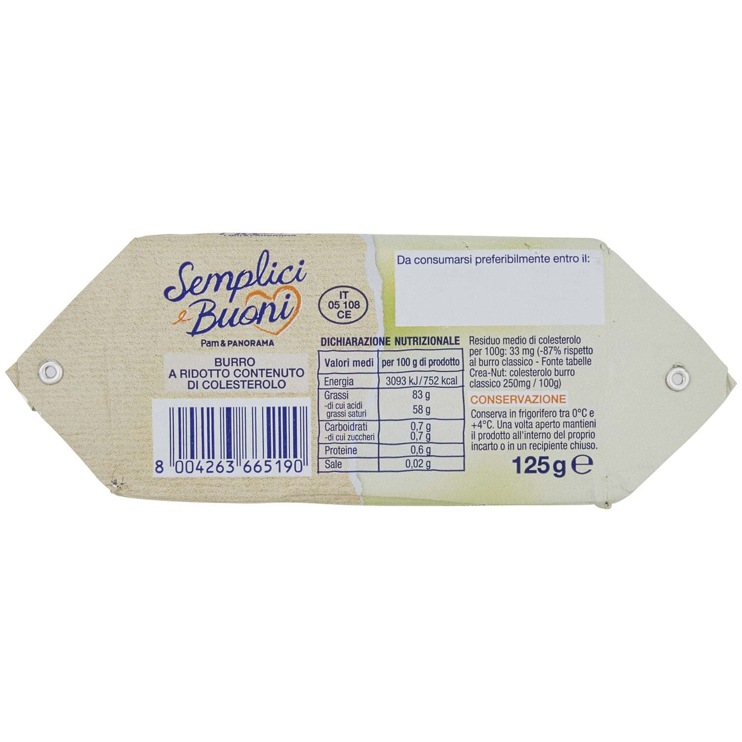 SEMPLICI E BUONI 87% di Colesterolo in Meno Burro a ridotto contenuto di Colesterolo 125 g – immagine 5