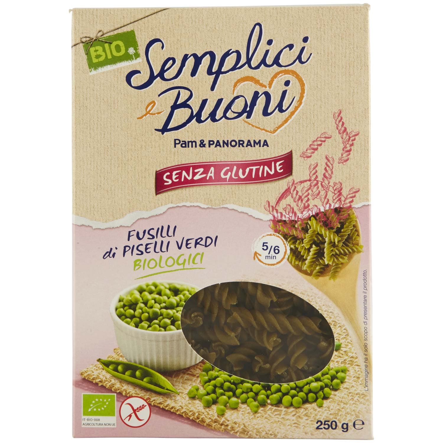 SEMPLICI E BUONI Senza Glutine Fusilli di Piselli Verdi Biologici 250 g – immagine 3