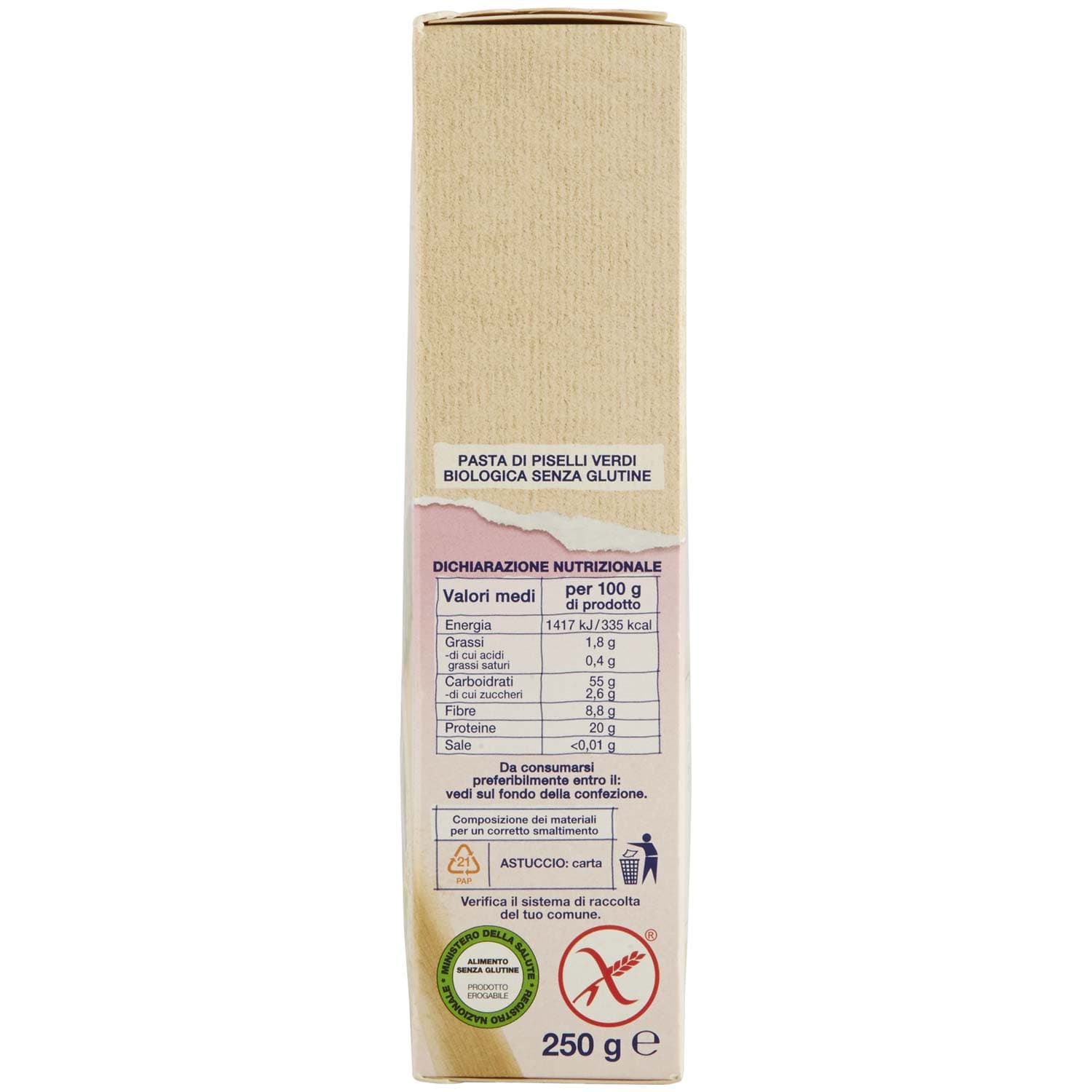 SEMPLICI E BUONI Senza Glutine Fusilli di Piselli Verdi Biologici 250 g – immagine 6