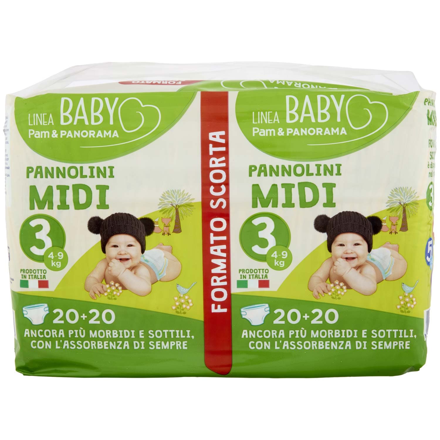PAM PANORAMA Linea Baby Pannolini Midi 3 4-9 kg 20+20 pz – immagine 3