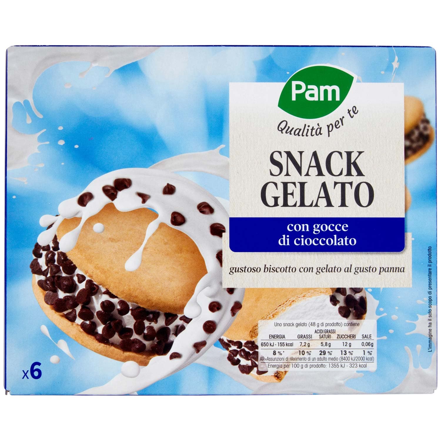 PAM PANORAMA Snack Gelato con gocce di cioccolato 6 x 48 g – immagine 3