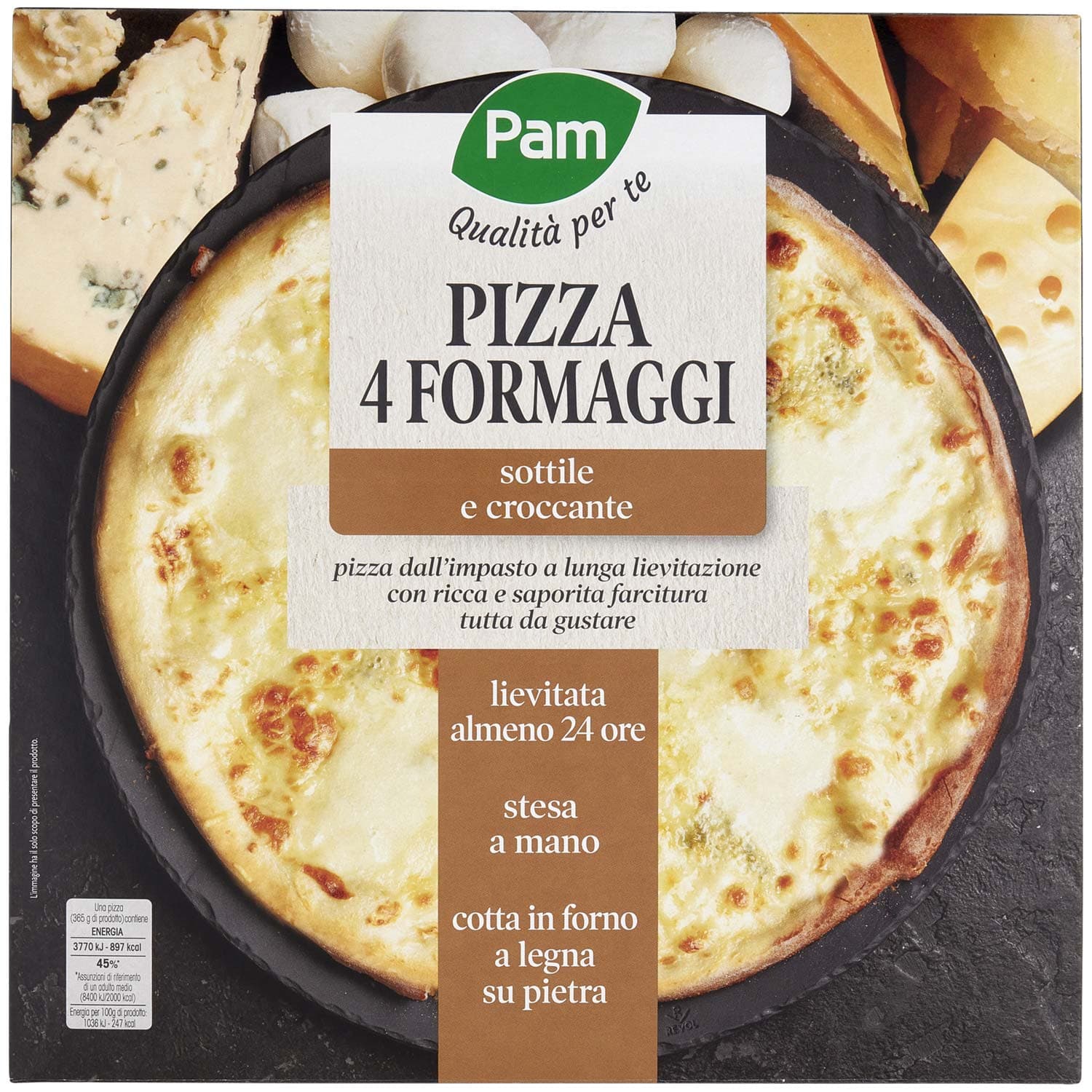 PAM Qualità per te Pizza 4 Formaggi Surgelata 365 g – immagine 3