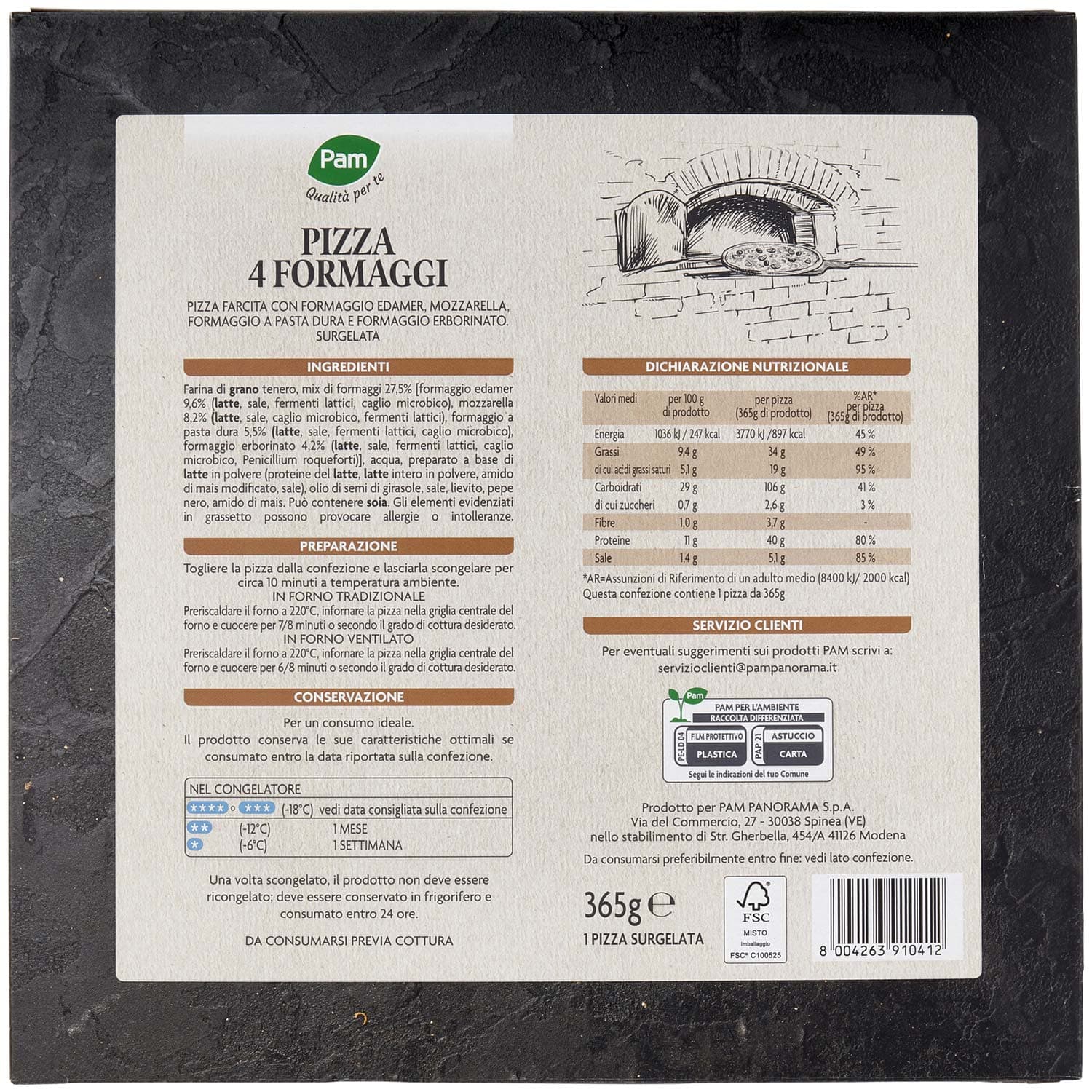 PAM Qualità per te Pizza 4 Formaggi Surgelata 365 g – immagine 5