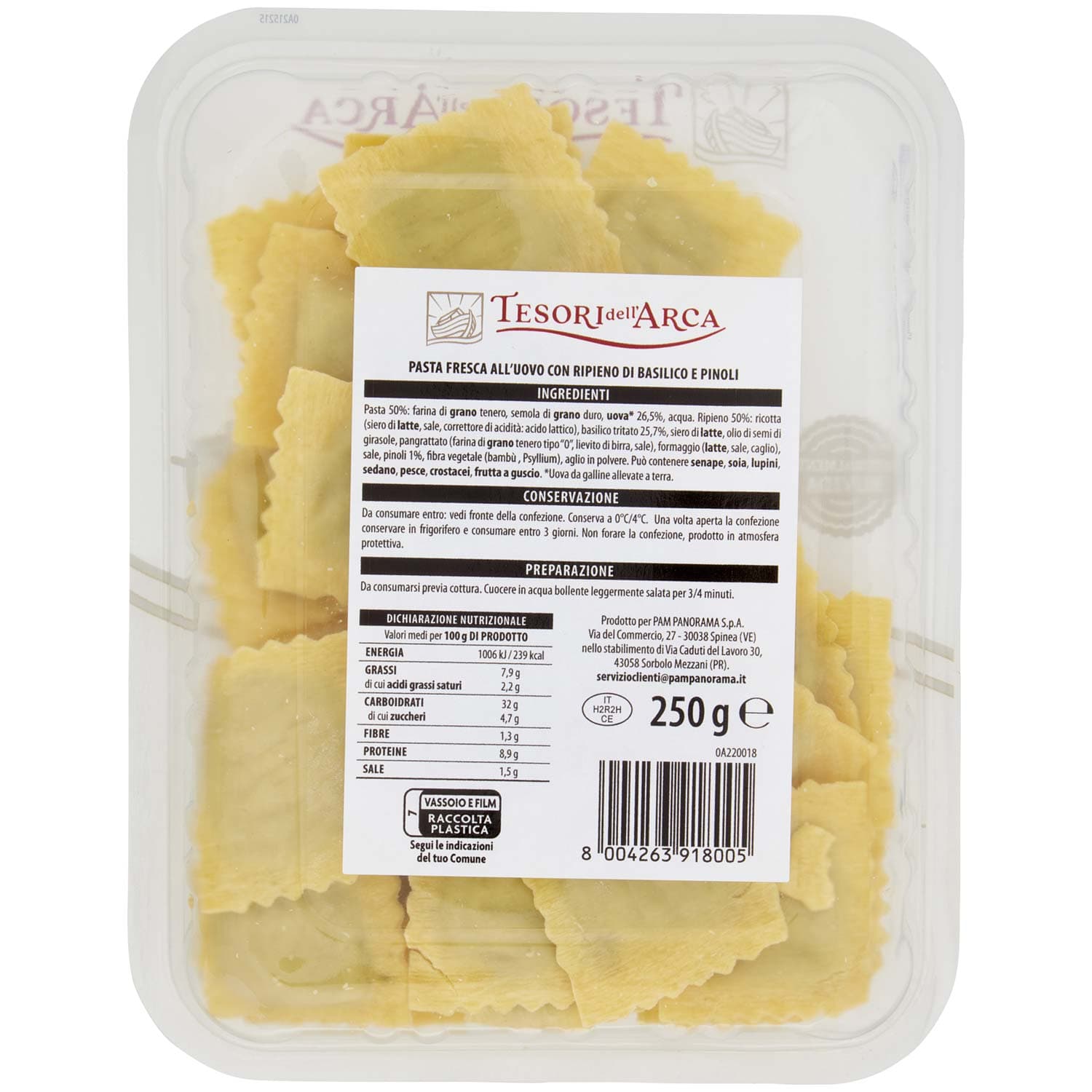 TESORI DELL'ARCA Ravioli al Basilico e Pinoli 250 g – immagine 5