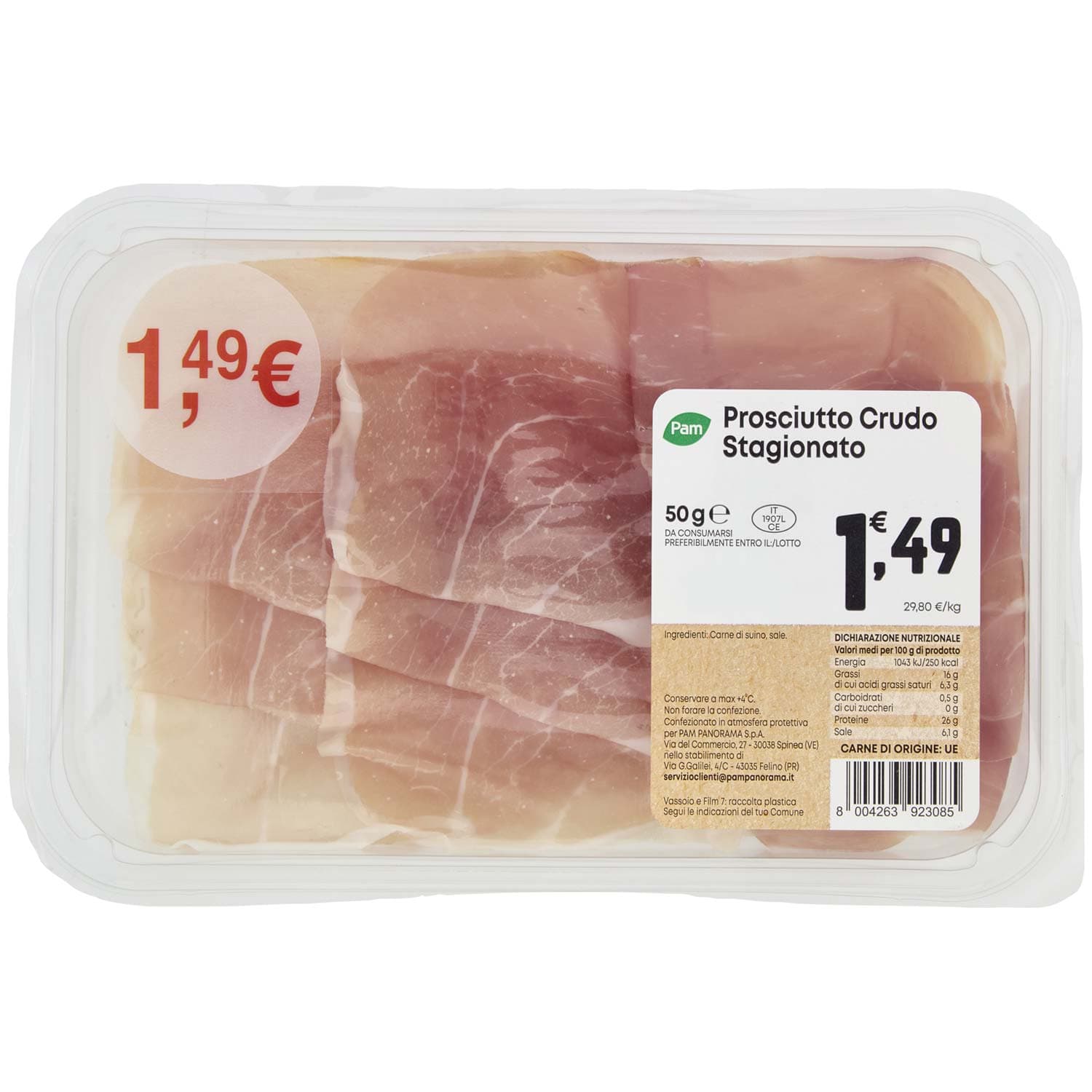 PAM Prosciutto Crudo Stagionato 50 g – immagine 3