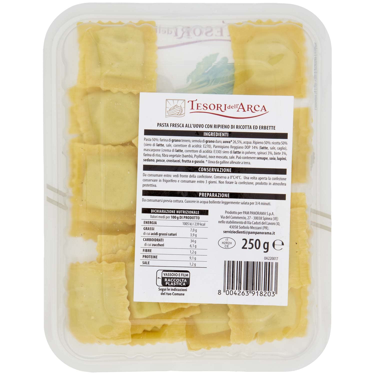 TESORI DELL'ARCA Ravioli Ricotta ed Erbetta 250 g – immagine 5