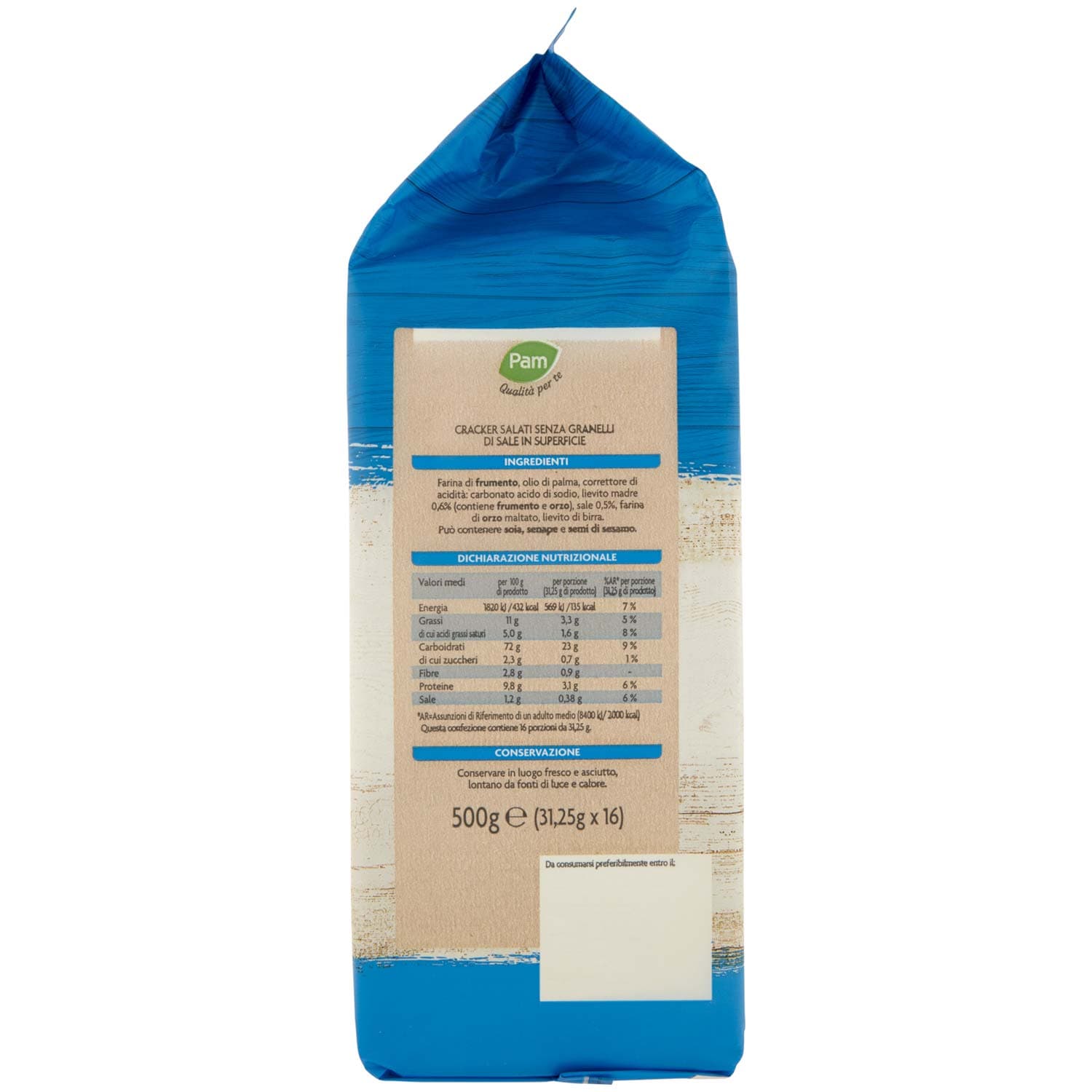 PAM Qualità per te Cracker salati, senza granelli di sale in superficie 16 x 31,25 g – immagine 4
