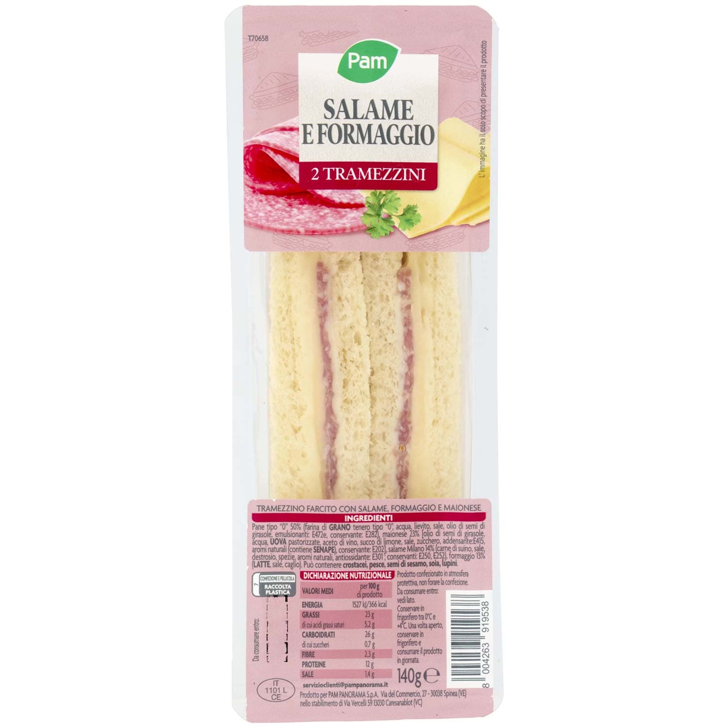 PAM Salame e Formaggio 2 Tramezzini 140 g – immagine 3