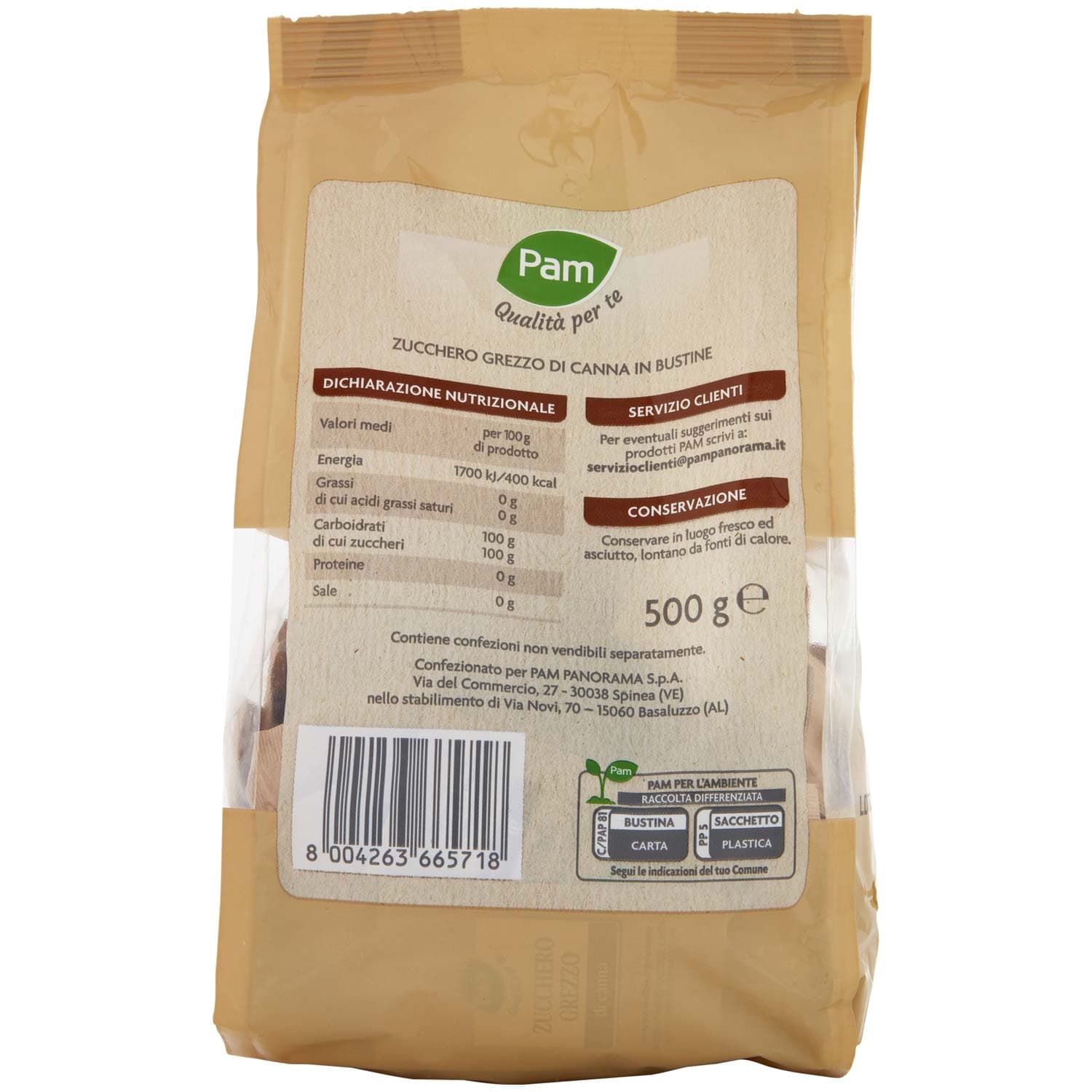 PAM PANORAMA Zucchero Grezzo di Canna in bustine 500 g – immagine 5