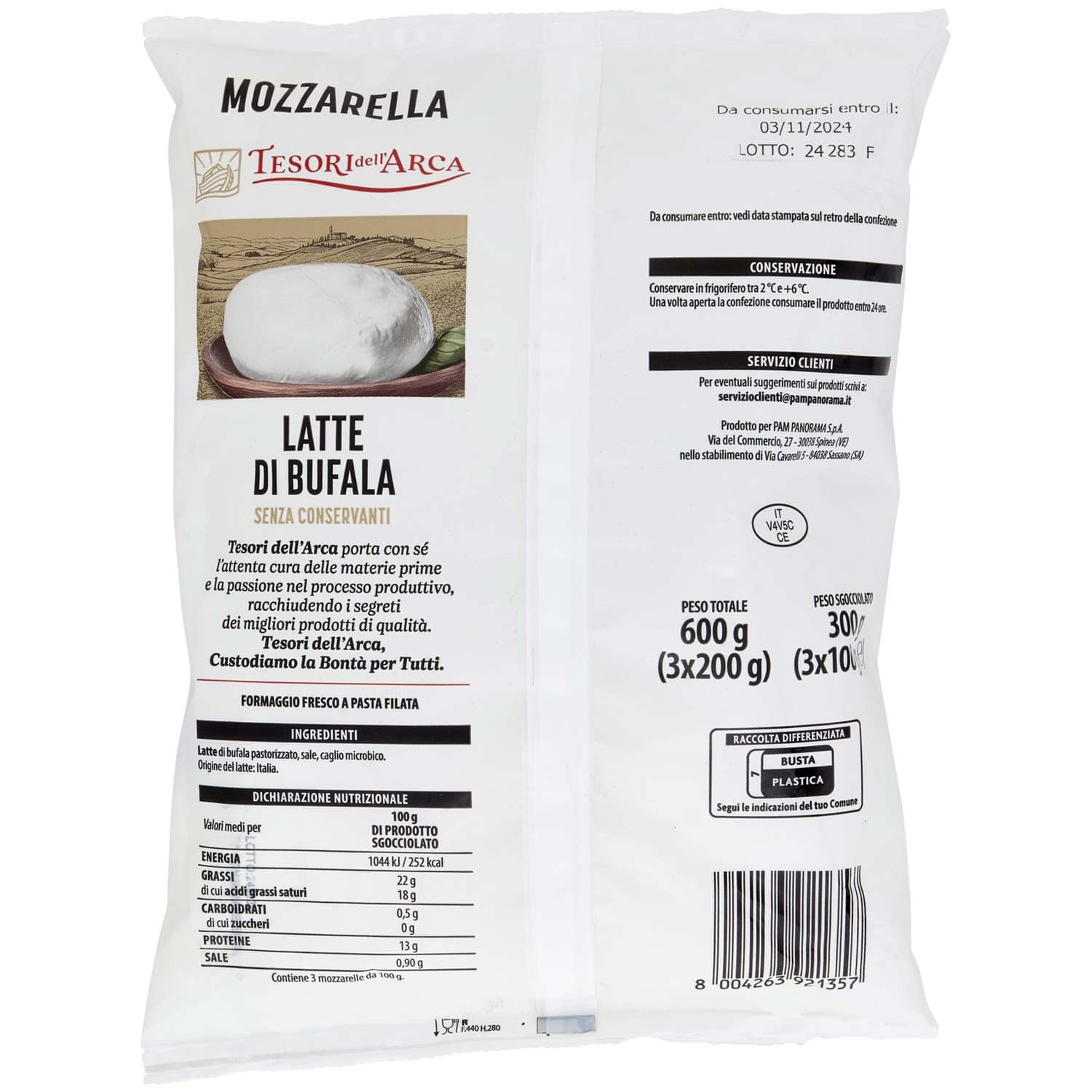 TESORI DELL'ARCA Mozzarella Latte di Bufala 3 x 100 g – immagine 5