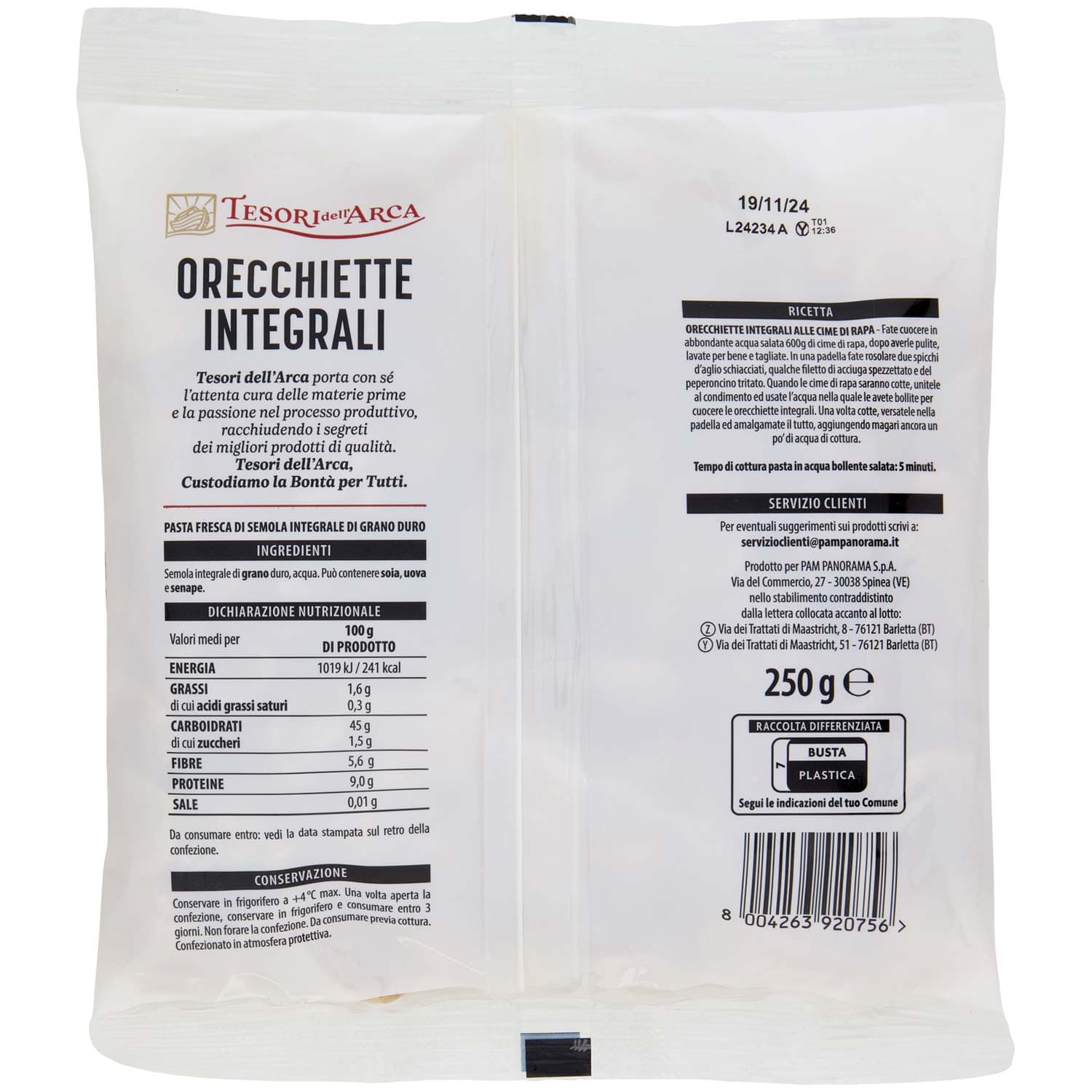 TESORI DELL'ARCA Orecchiette Integrali 250 g – immagine 5