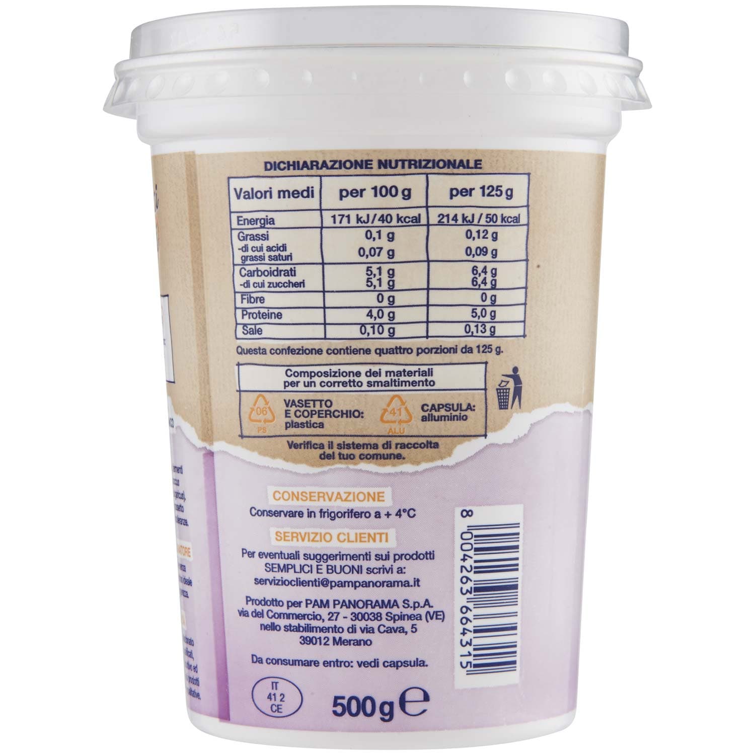 SEMPLICI E BUONI 0,1% di Grassi Yogurt Magro Bianco 500 g – immagine 4