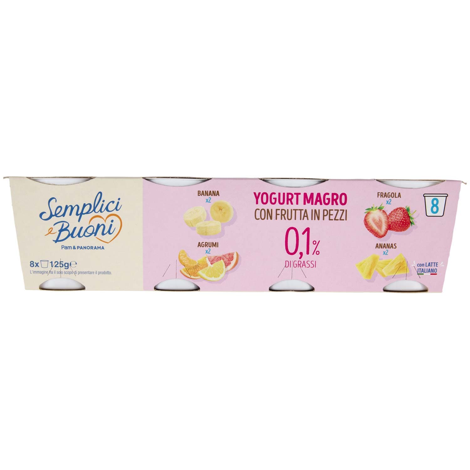 SEMPLICI E BUONI 0,1% di Grassi Yogurt Magro con Frutta in Pezzi 8 x 125 g – immagine 8