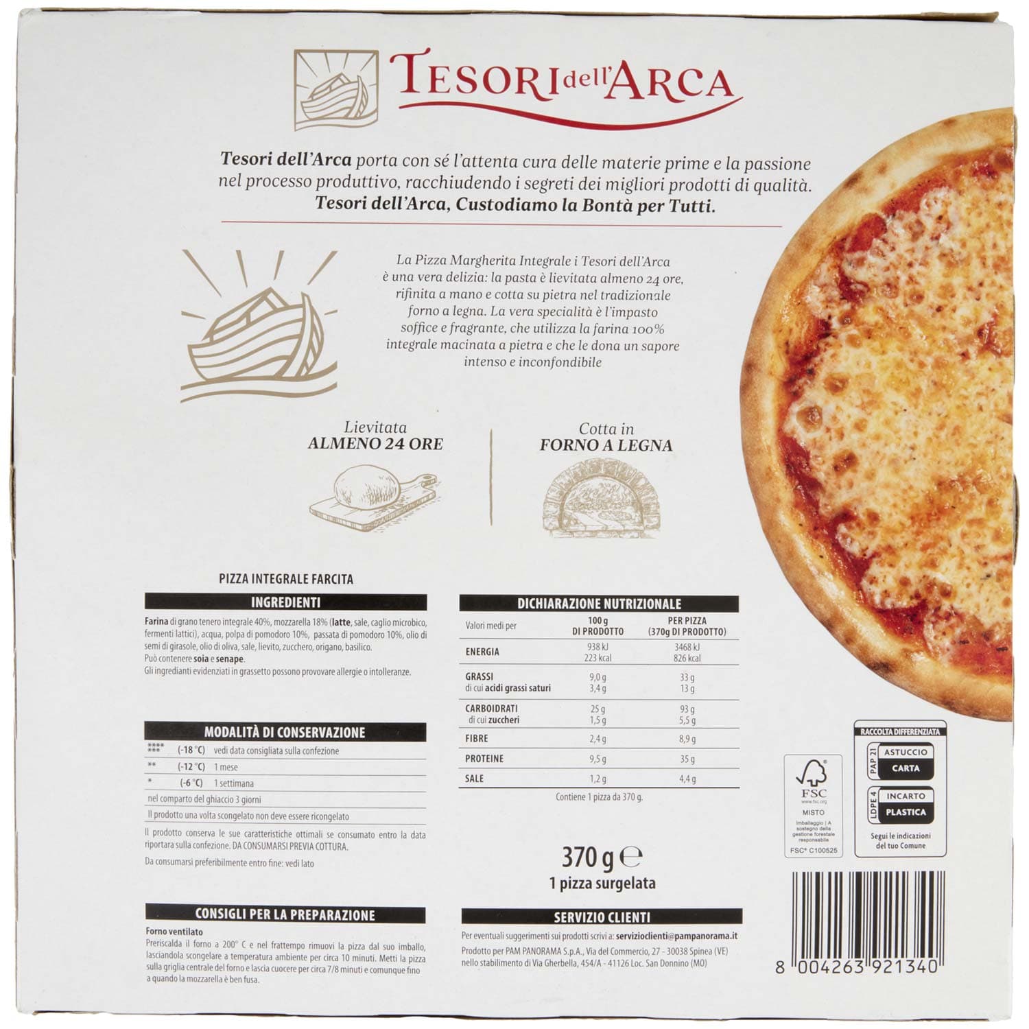 TESORI DELL'ARCA Pizza Margherita Integrale 370 g – immagine 5