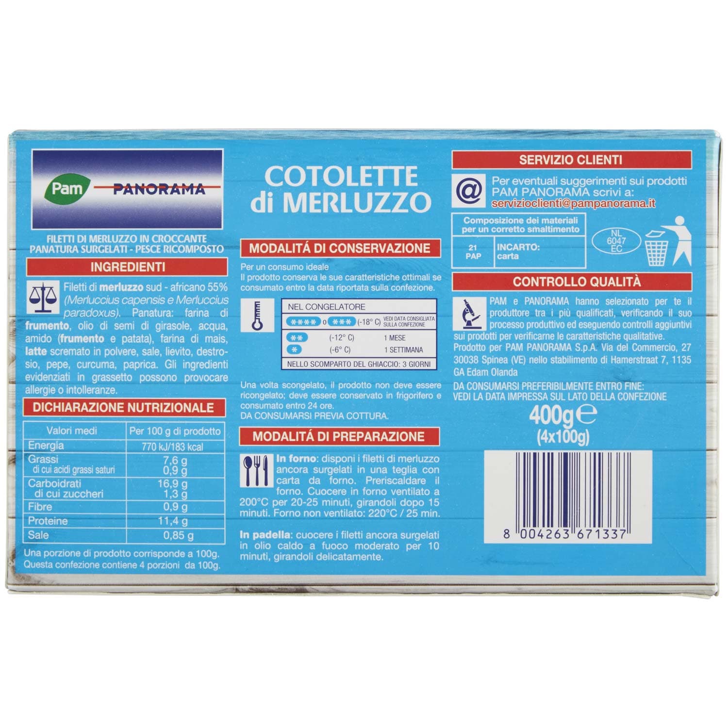 PAM PANORAMA Cotolette di Merluzzo Surgelate 400 g – immagine 5