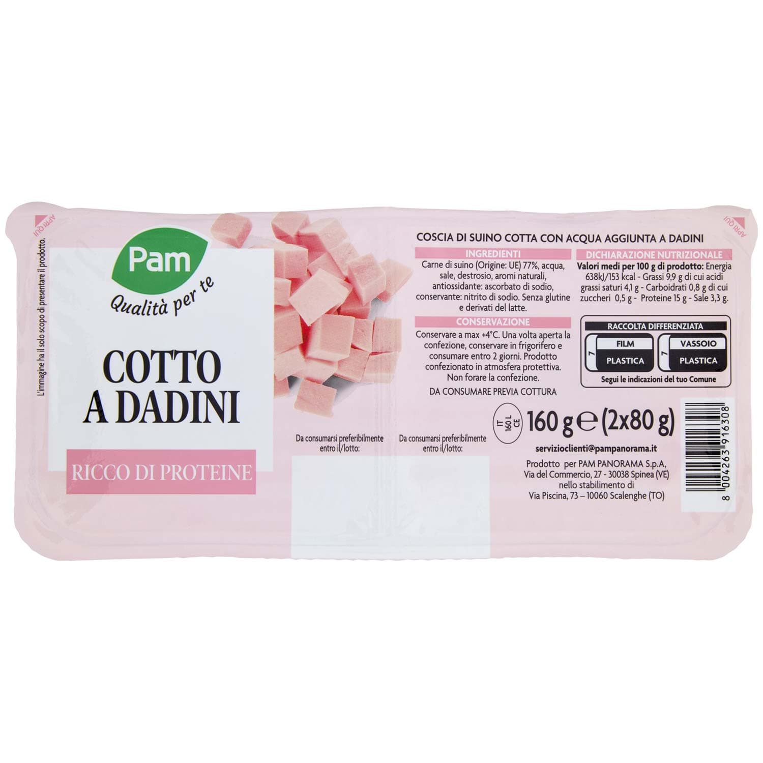 PAM Qualità per te Cotto a Dadini 2 x 80 g – immagine 3