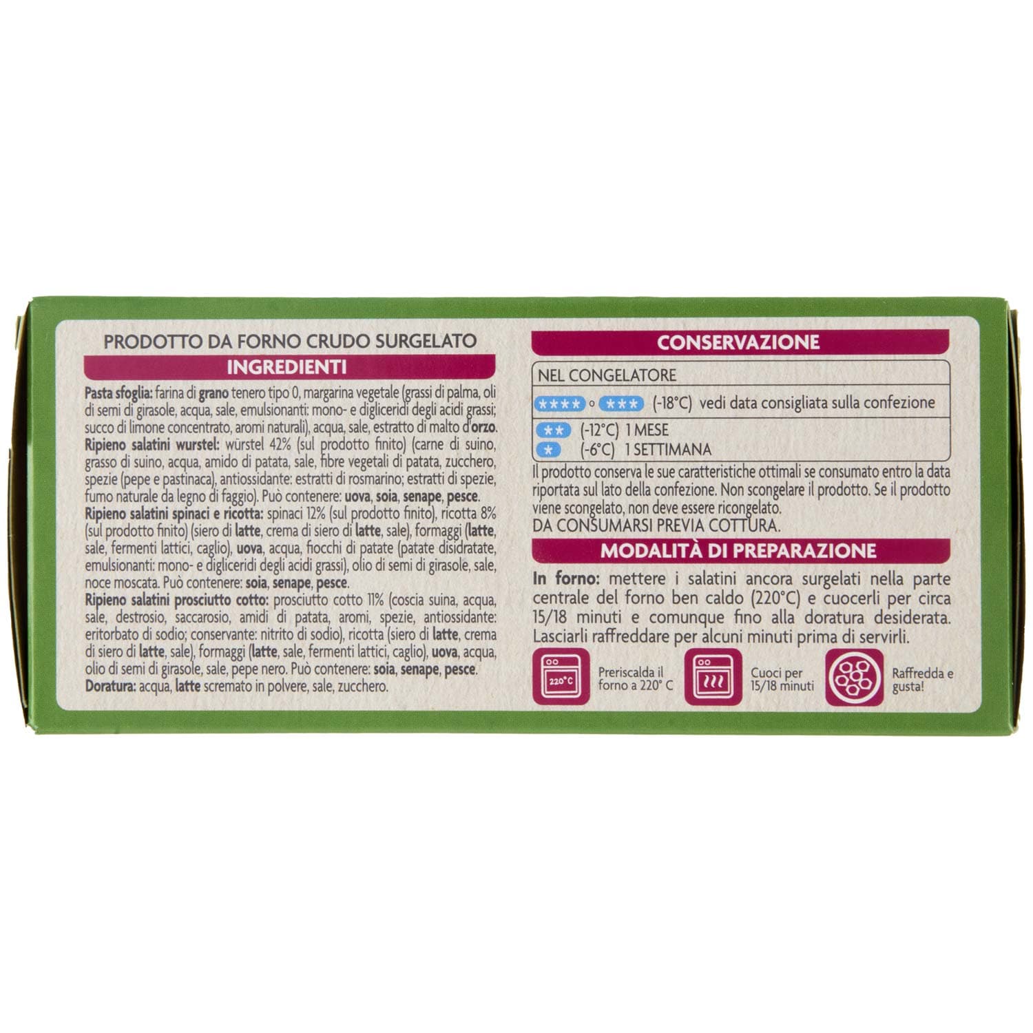 PAM Salatini Assortiti Würstel, Prosciutto Cotto, Spinaci e Ricotta surgelati 250 g – immagine 7