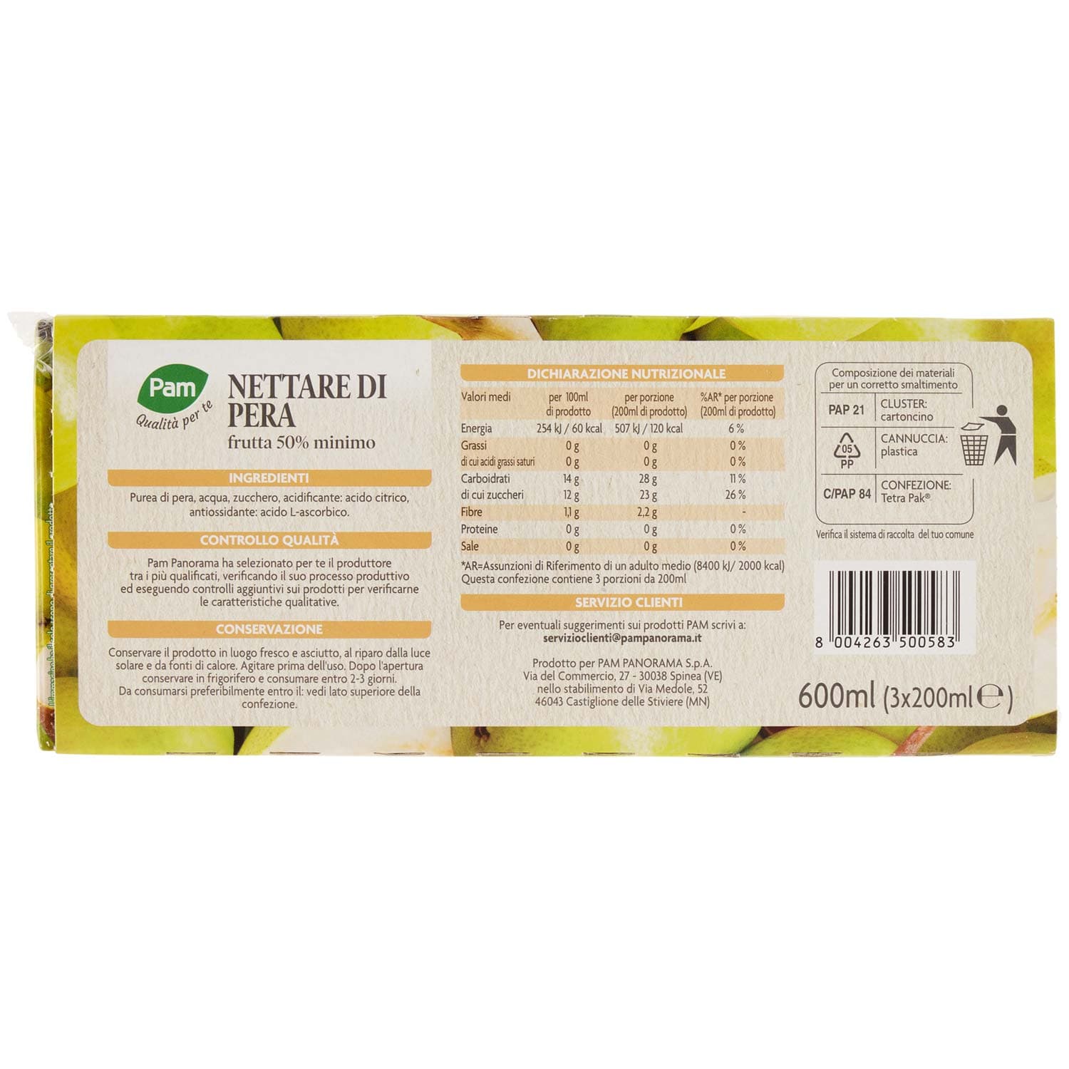 PAM PANORAMA Succo e Polpa di Pera 600 ml (200ml x 3) – immagine 5
