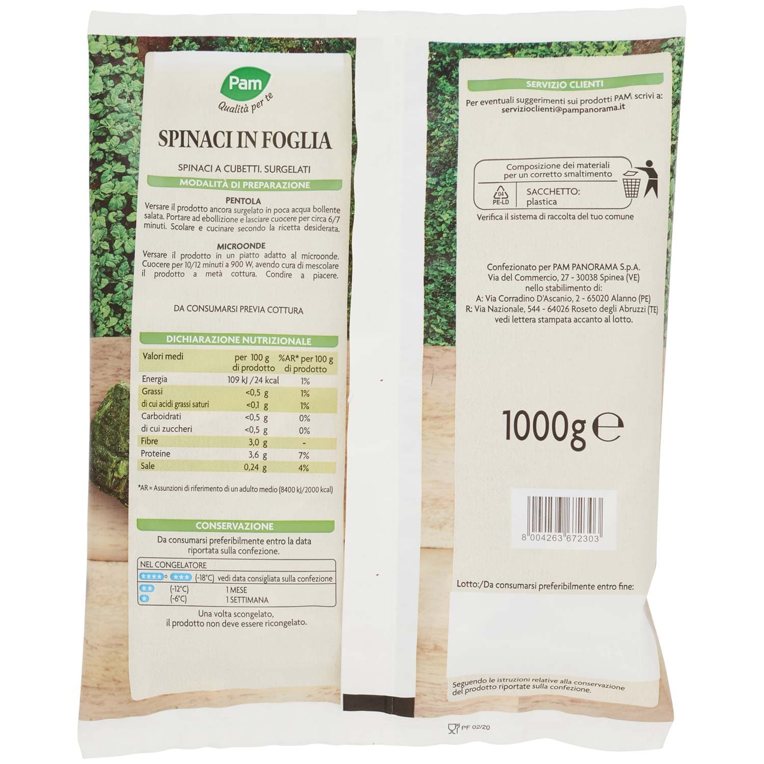 PAM PANORAMA Spinaci a Cubetti surgelati 1 kg – immagine 5
