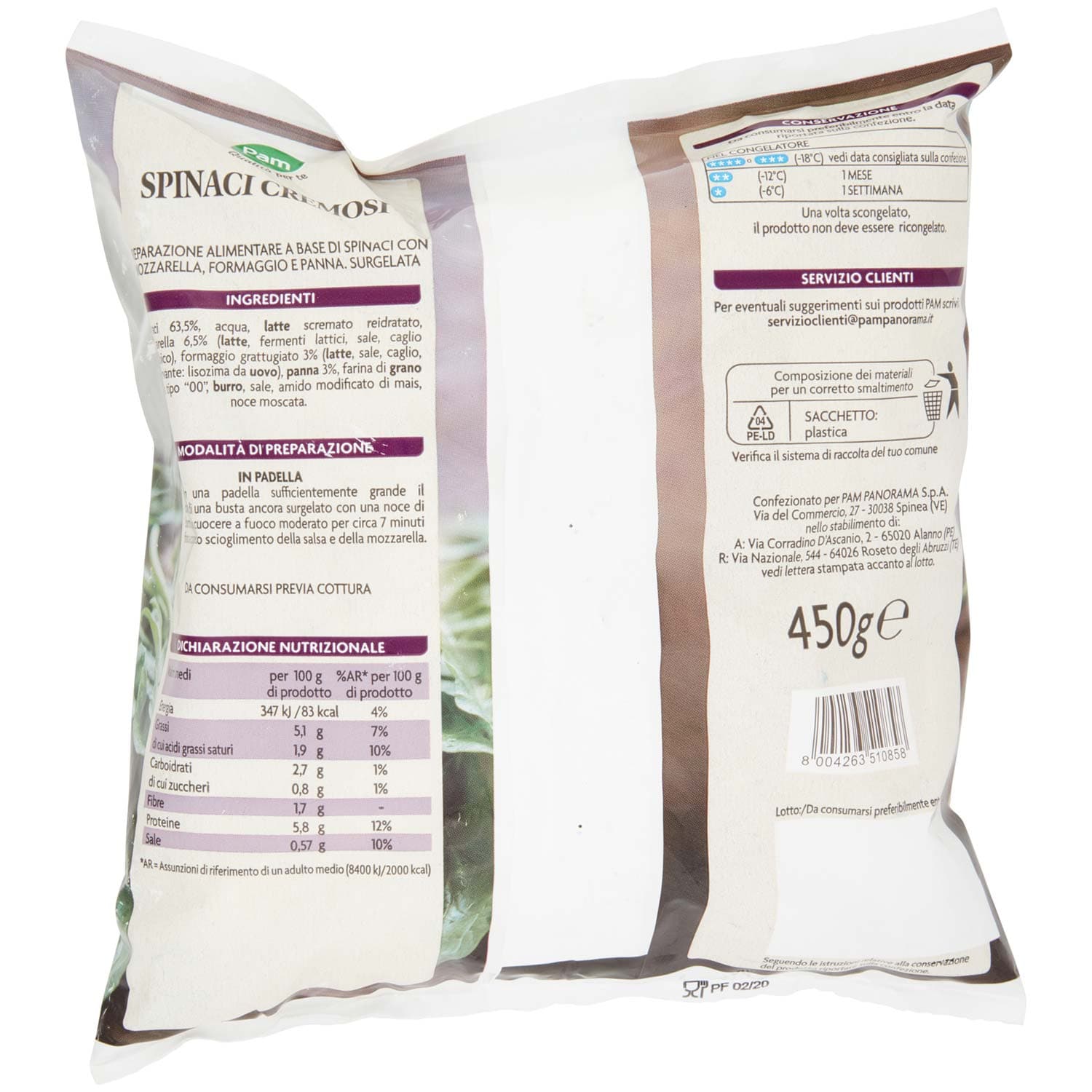 PAM PANORAMA Spinaci Cremosi surgelati 450 g – immagine 5