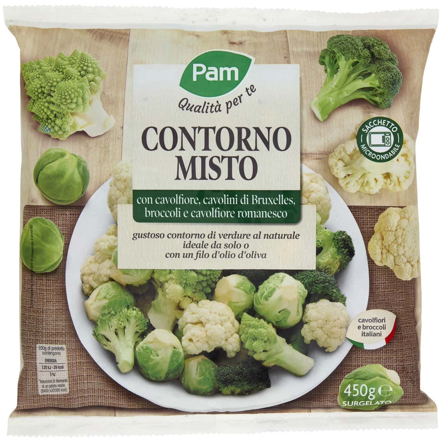 PAM Qualità per te Contorno Misto cavolfiore,cavolini Bruxelles,broccoli,cavolfiore romanesco 450 g – immagine 3