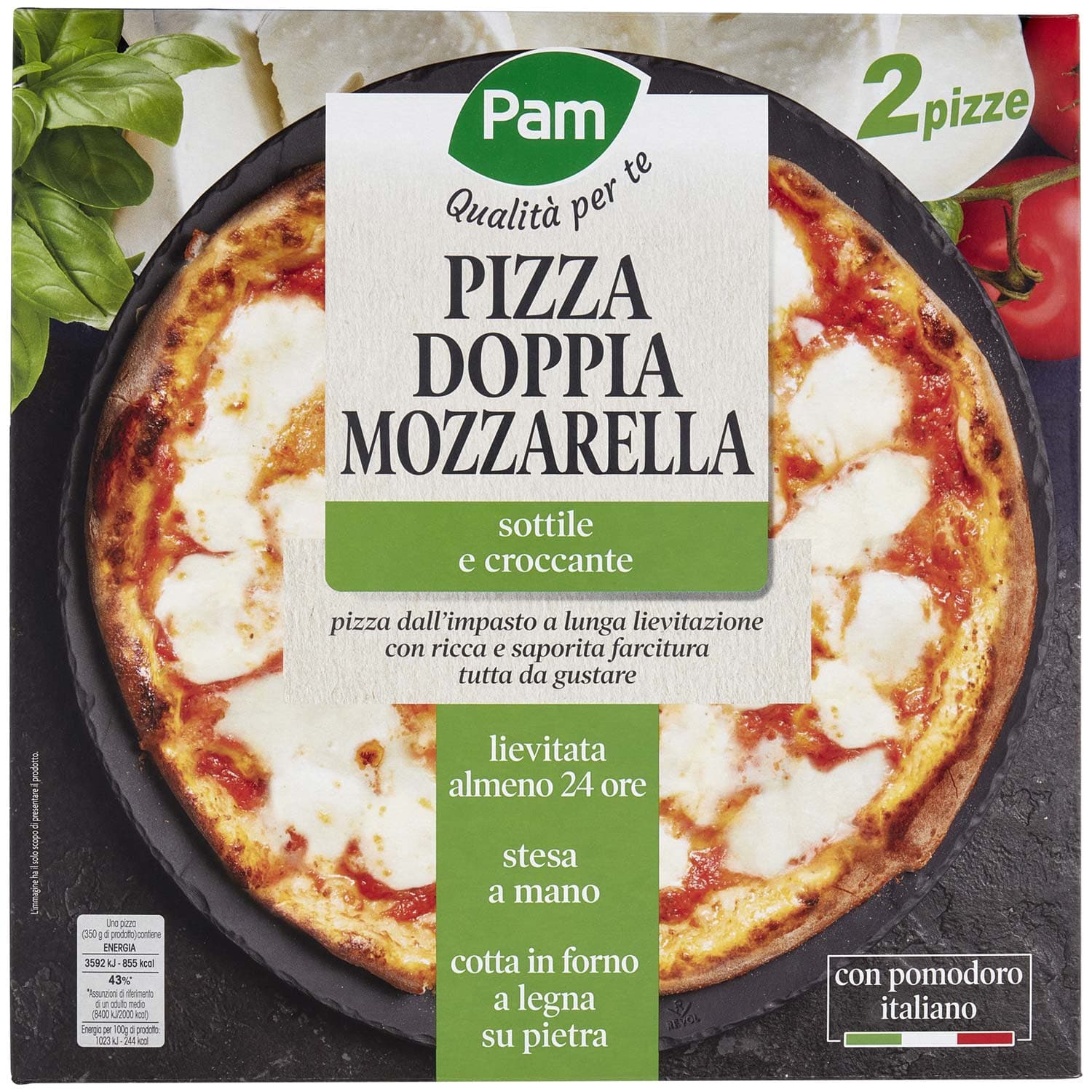 PAM PANORAMA 2 Pizze Doppia Mozzarella surgelate 700g (350g x 2) – immagine 3