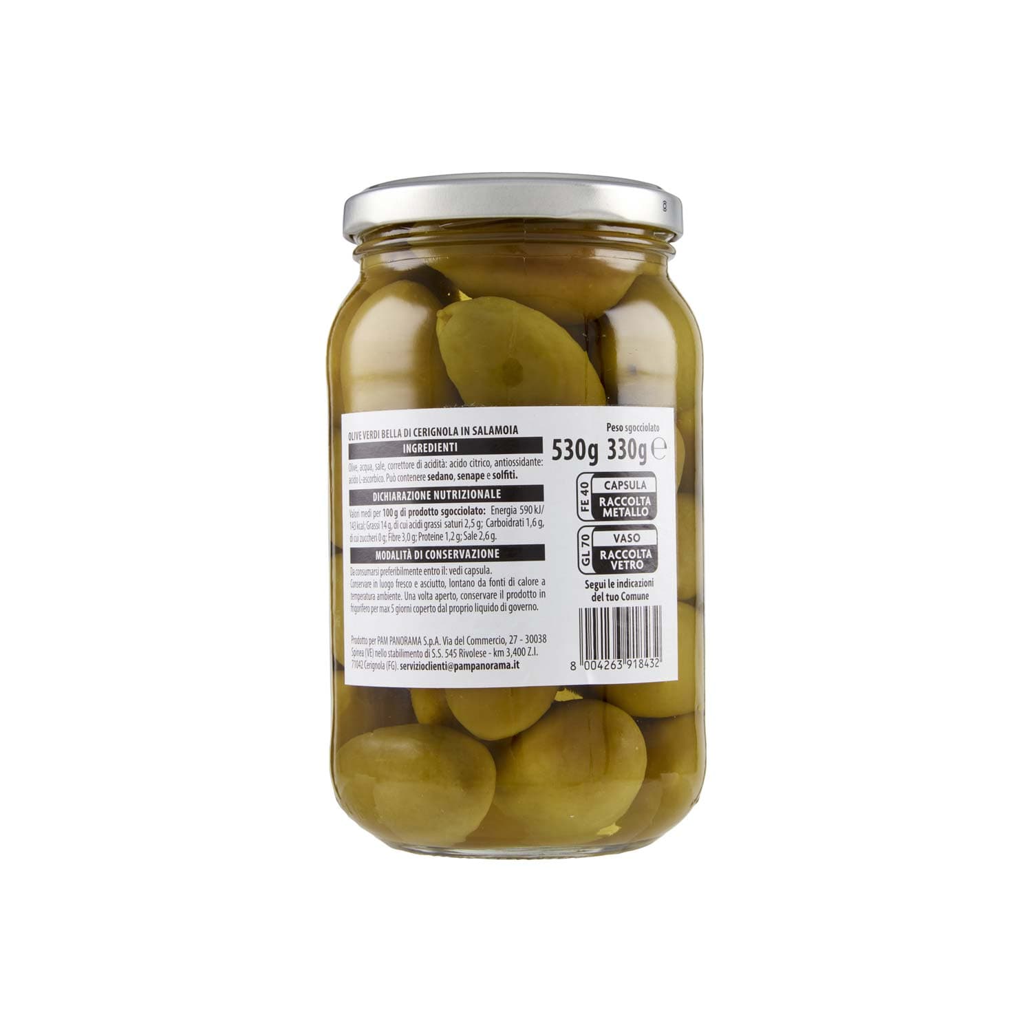 TESORI DELL'ARCA Olive Verdi Bella di Cerignola in Salamoia 530 g – immagine 5
