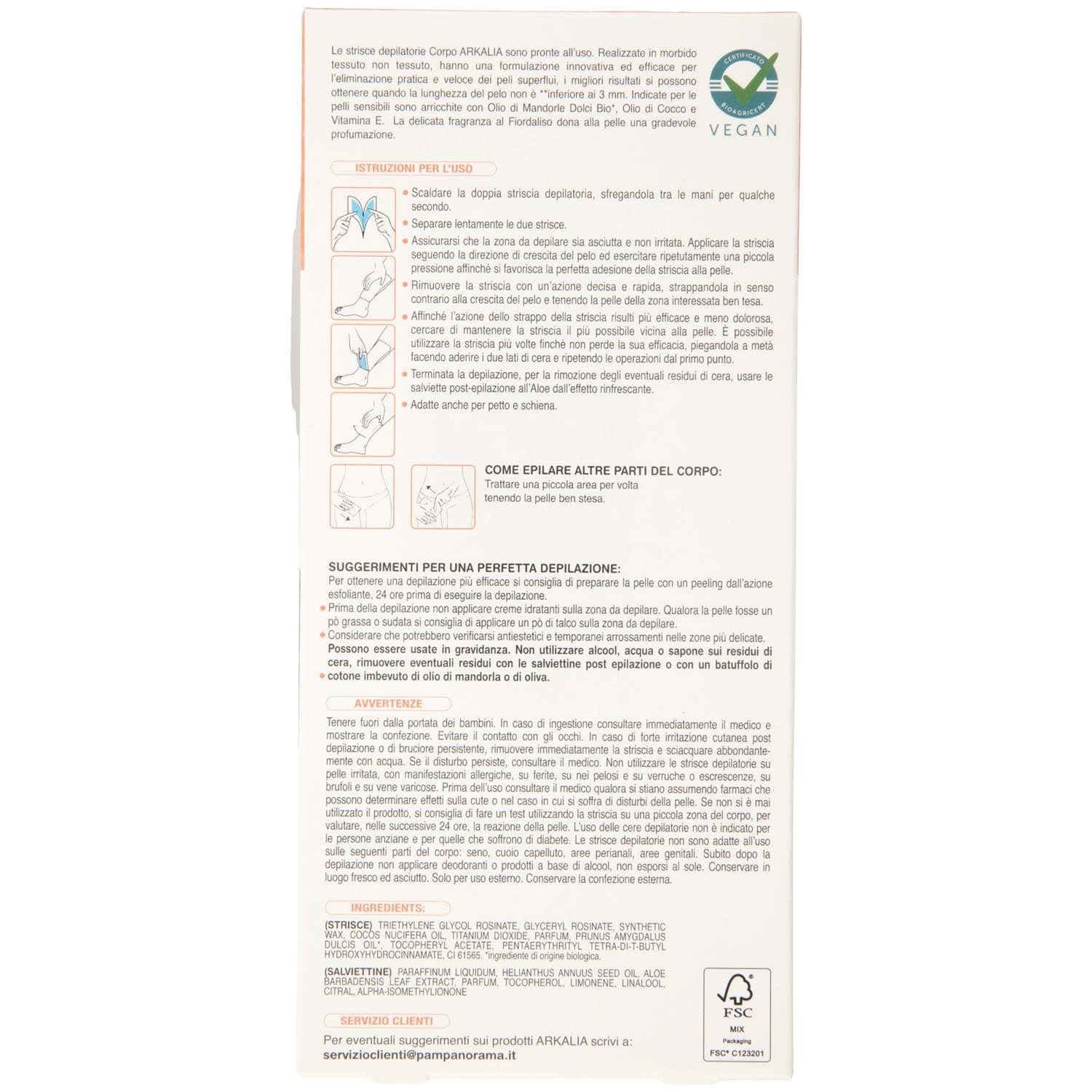 ARKALIA Strisce Depilatorio Corpo Pelli Sensibili 16 pz + 2 Salviettine Post Depilazione – immagine 5