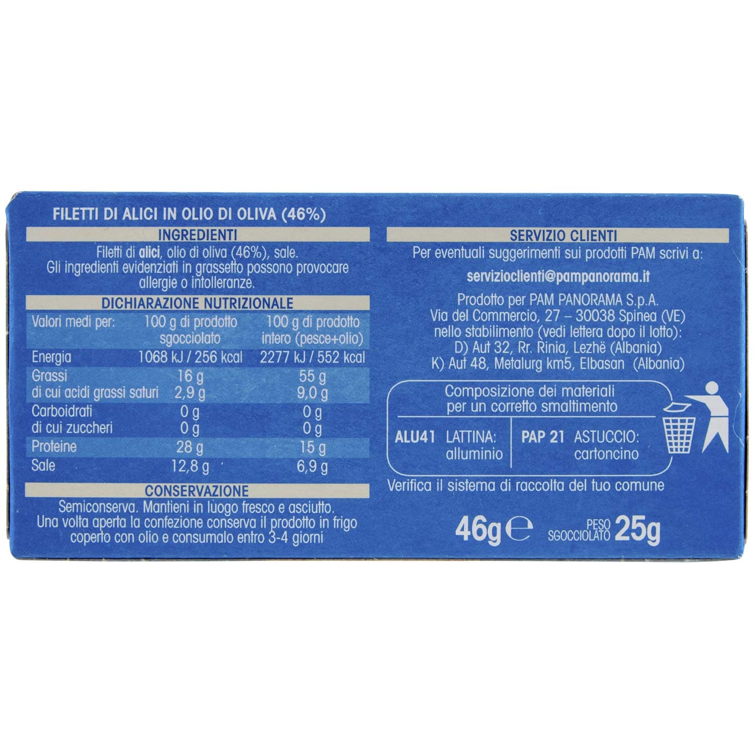 PAM Qualità per te Filetti di Alici Distese in olio di oliva 46 g – immagine 5