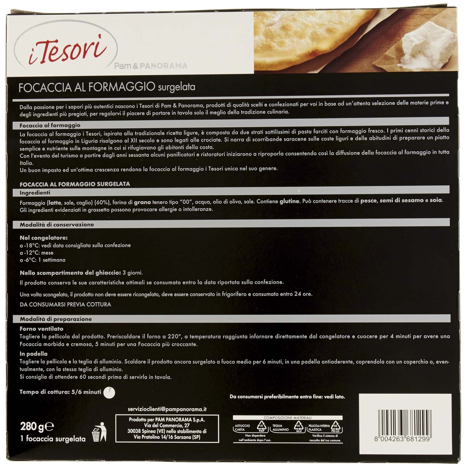 I TESORI Focaccia al Formaggio surgelata 280 g – immagine 5