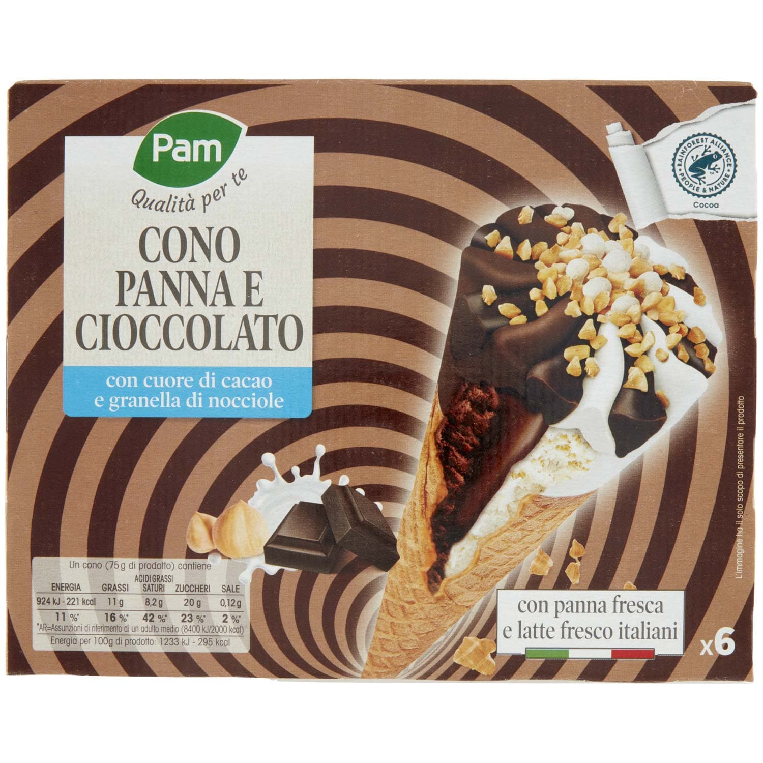 PAM PANORAMA Coni panna e cioccolato 450g (75g x 6) – immagine 3