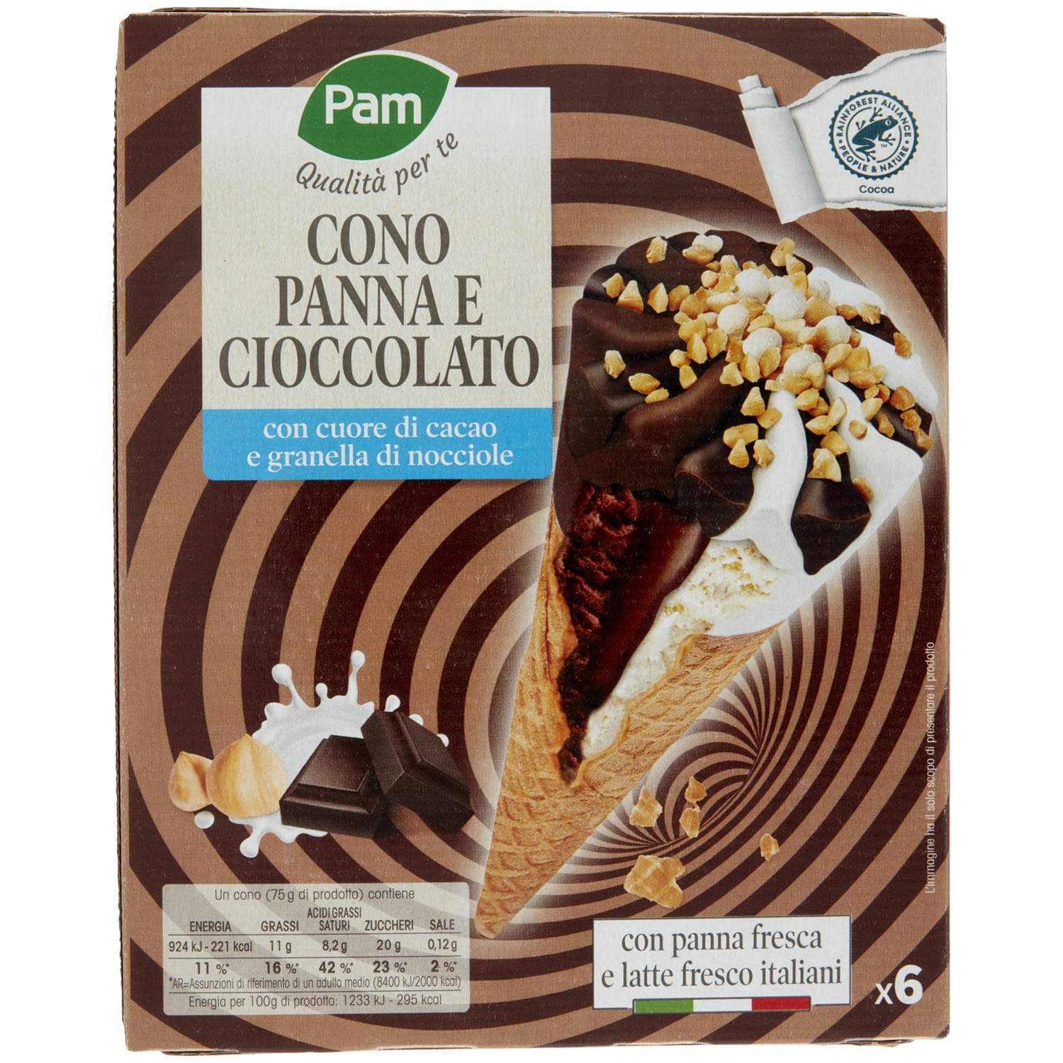 PAM PANORAMA Coni panna e cioccolato 450g (75g x 6) – immagine 5