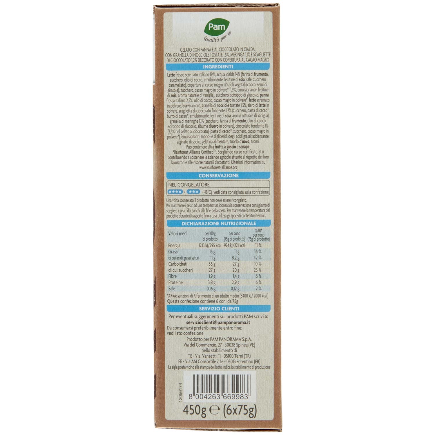 PAM PANORAMA Coni panna e cioccolato 450g (75g x 6) – immagine 7