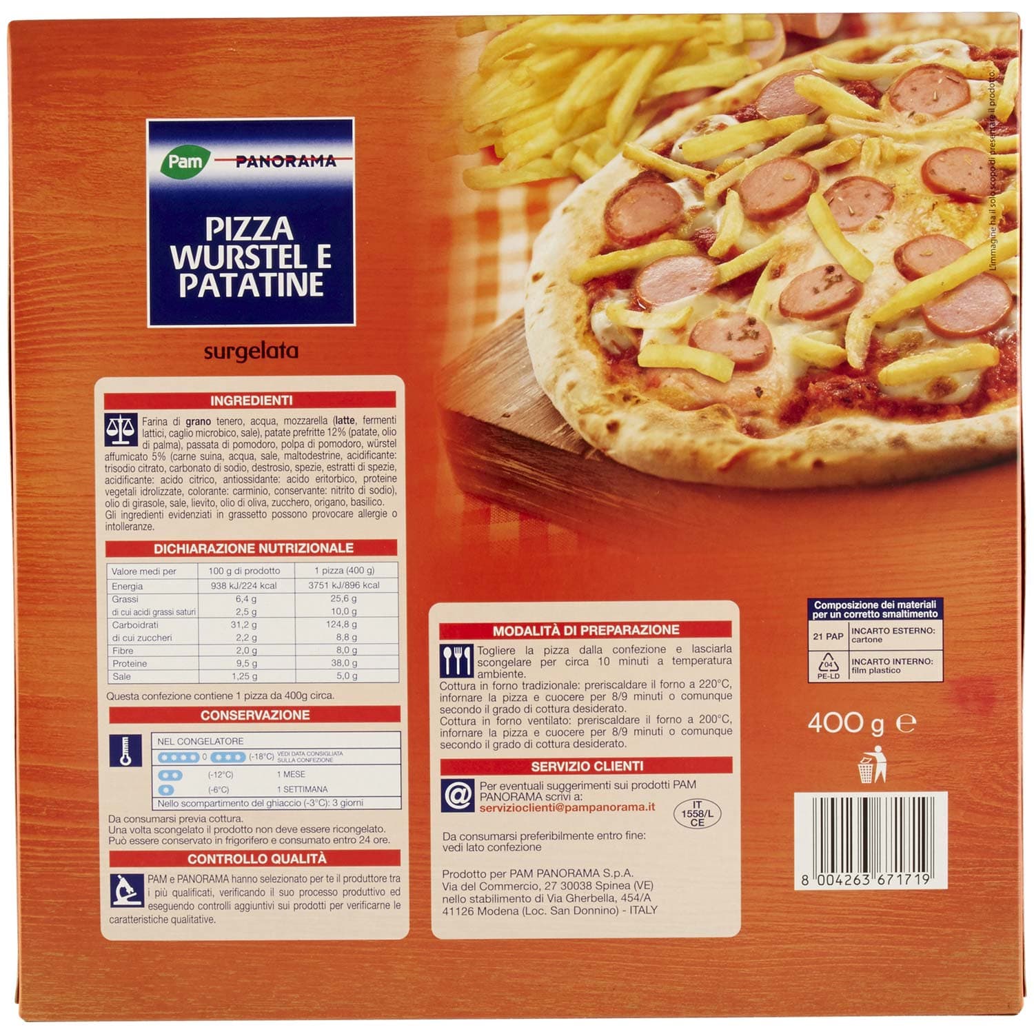 PAM PANORAMA Pizza Wurstel e Patatine surgelata 400 g – immagine 5