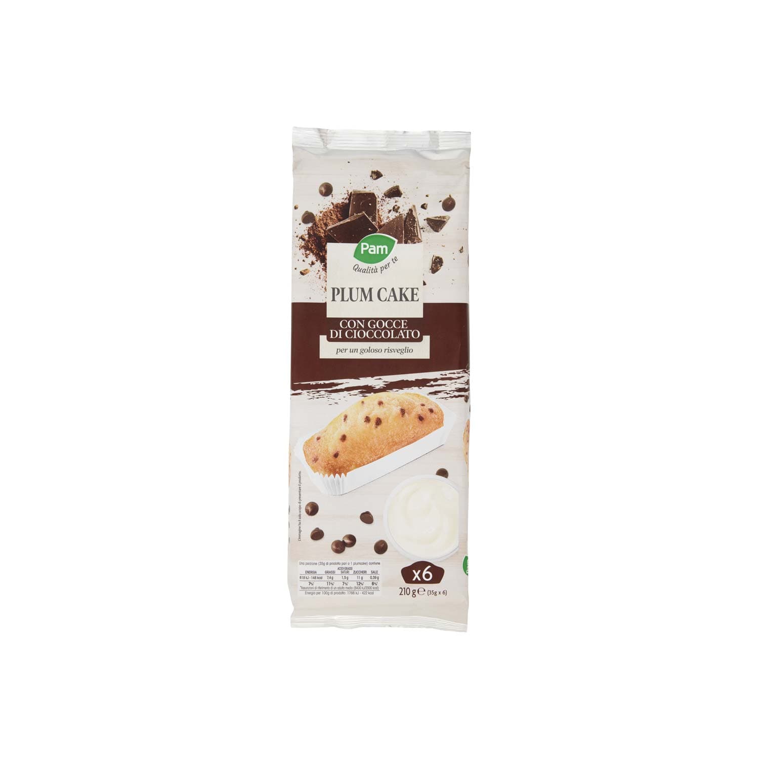 PAM Qualità per te Plum Cake con Gocce di Cioccolato 6 x 35 g – immagine 3