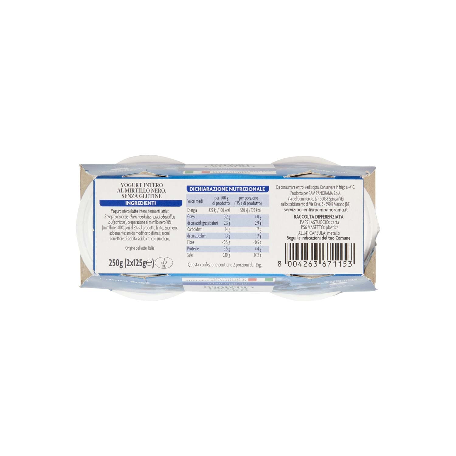 PAM PANORAMA Yogurt intero Cremoso ai Mirtilli 250g (125g x 2) – immagine 8