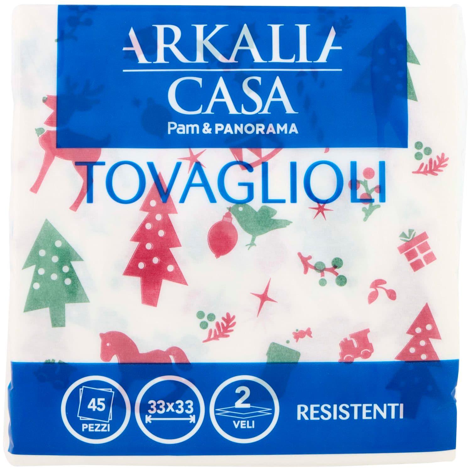 ARKALIA CASA Tovaglioli Decoro Natale 33x33 2 Veli 45 pz – immagine 3