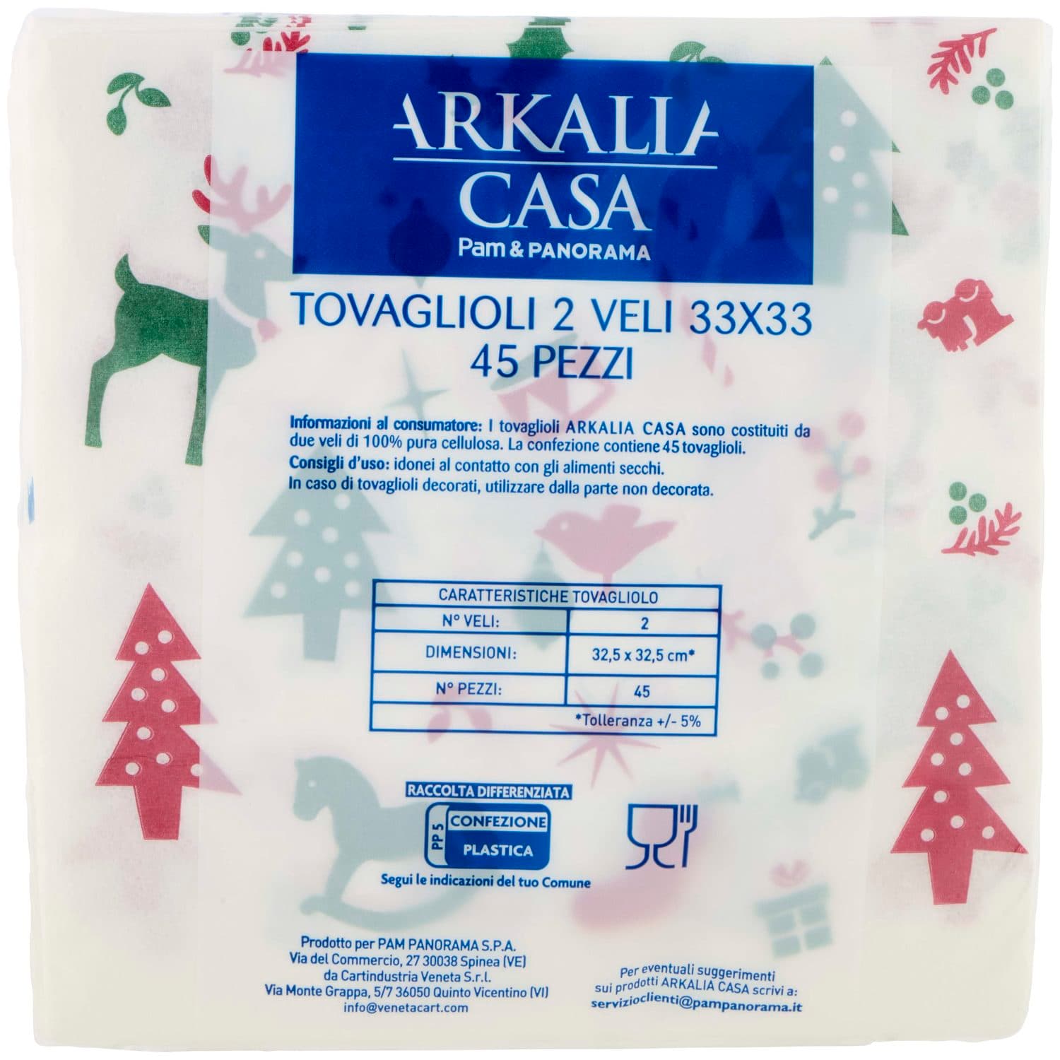 ARKALIA CASA Tovaglioli Decoro Natale 33x33 2 Veli 45 pz – immagine 5