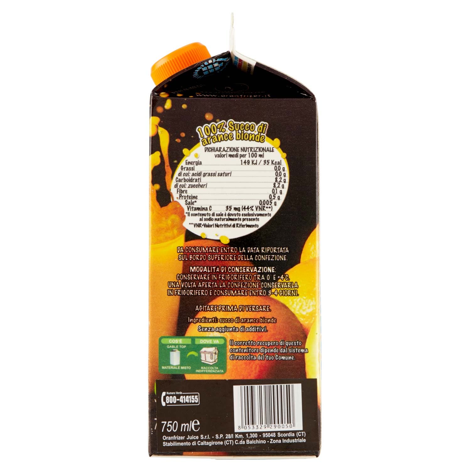 Oranfrizer Premium Quality 100% Spremuta di arance bionde 750 ml – immagine 6